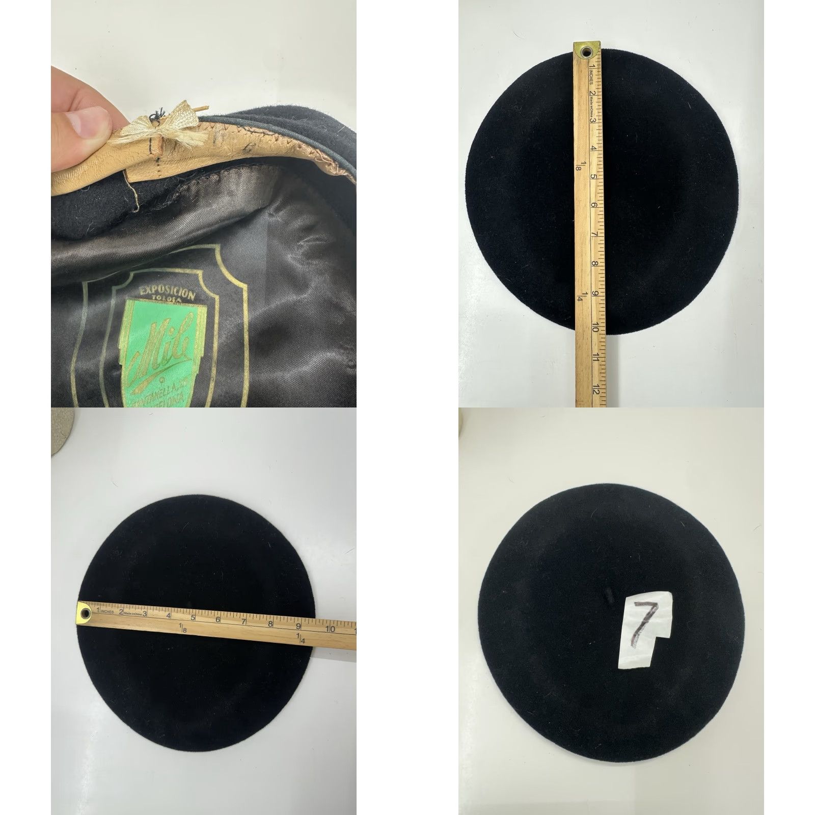 Vintage Mile Beret Hat Black Fontanella, 20 Barcelona Vintage Beret Mens One Size Black Mile Exposicion Tolosa Clothing Style: Beret, Solid Pattern, Vintage Size ONE SIZE - 8 Thumbnail