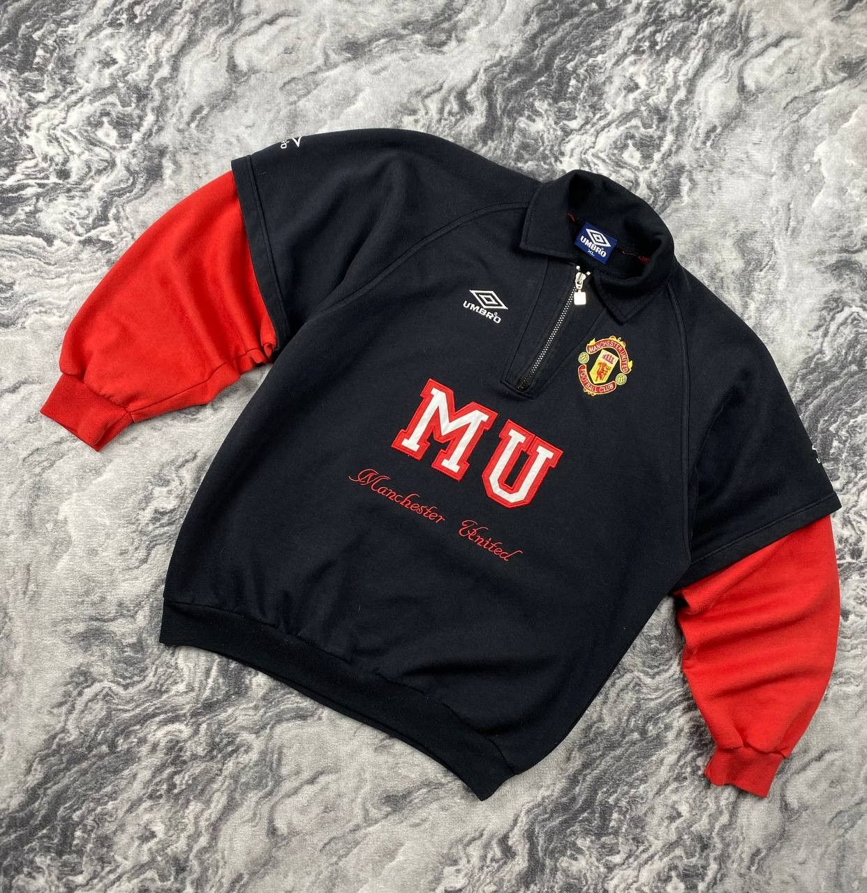 Umbro Vintage Umbro Manchester United 90s 1/4 Zip Sweatshirt Size US XL / EU 56 / 4 - 1 Thumbnail