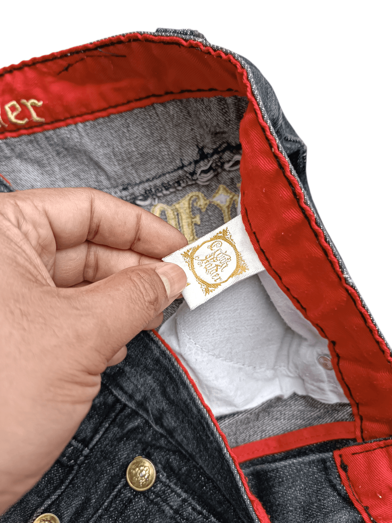 Affliction Crown Holder Gold Embroidered Baggy Y2K Wide Leg Denim E185 Size US 30 / EU 46 - 11 Thumbnail
