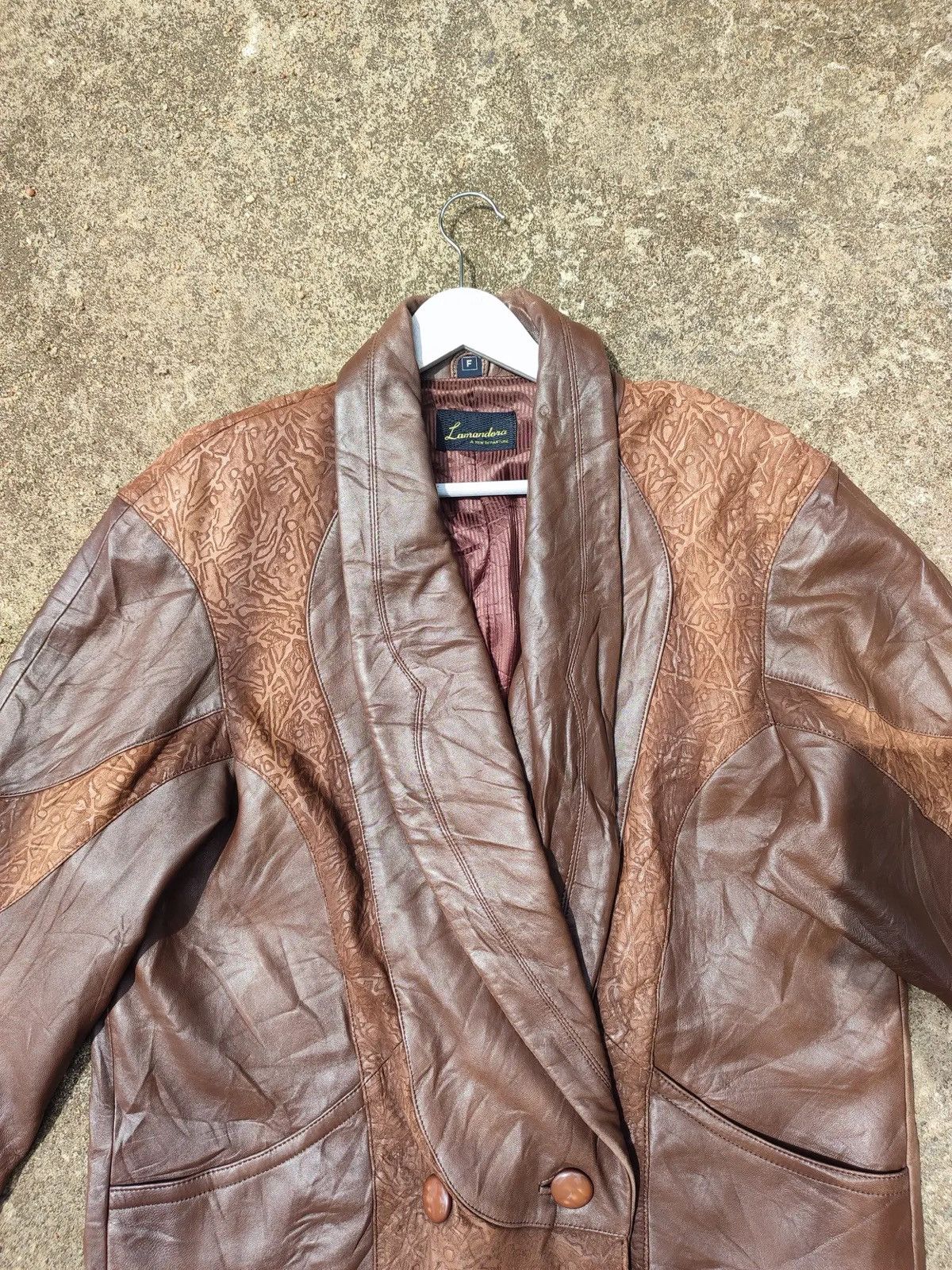 Genuine Leather Vintage Lamandora Two-Tone Leather Coat – Made in Japan Size US M / EU 48-50 / 2 - 2 Thumbnail