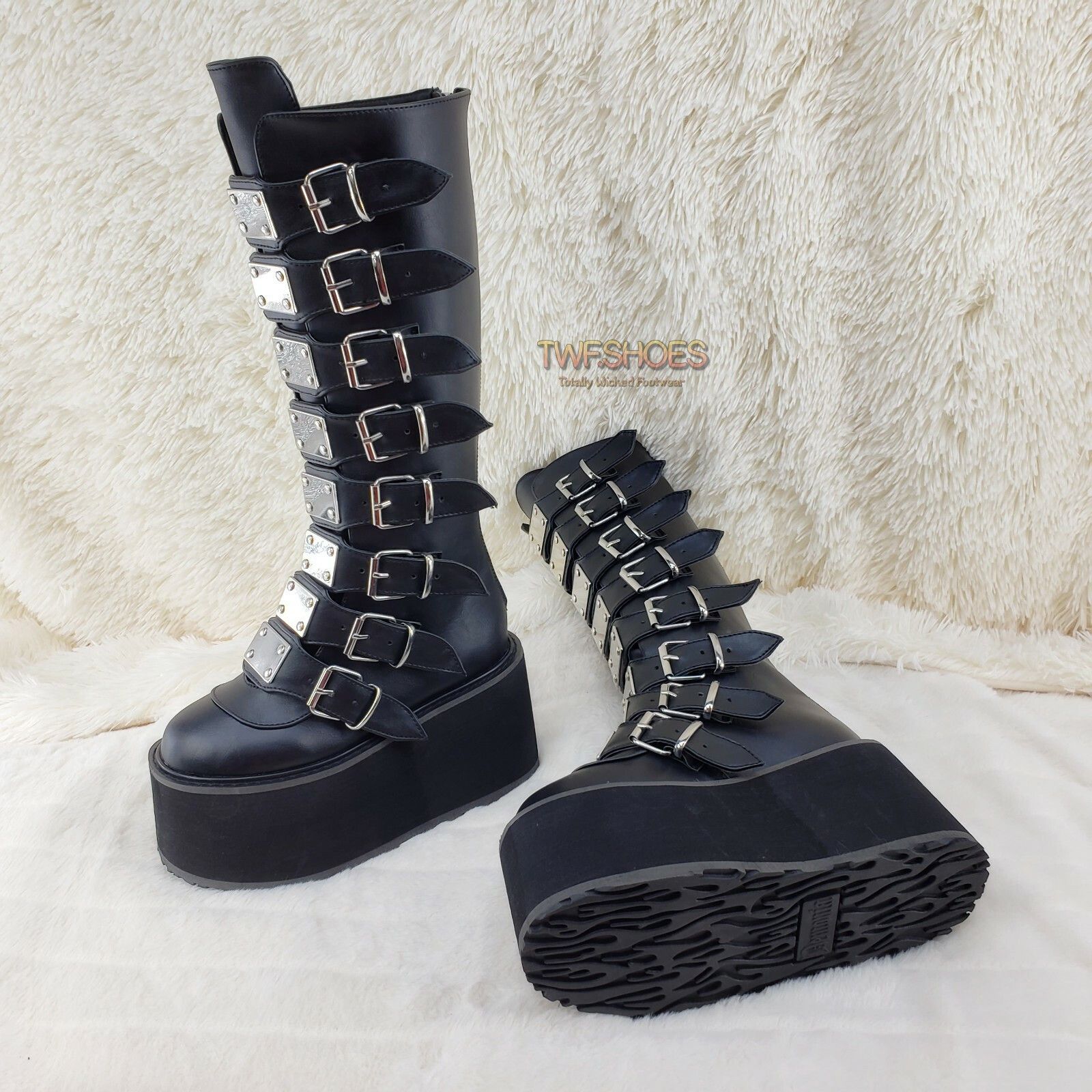 Demonia Cult DEMONIA Damned 318 Multi Strap Goth Punk Rock Platform Boots Size US 6 / IT 36 - 2 Thumbnail