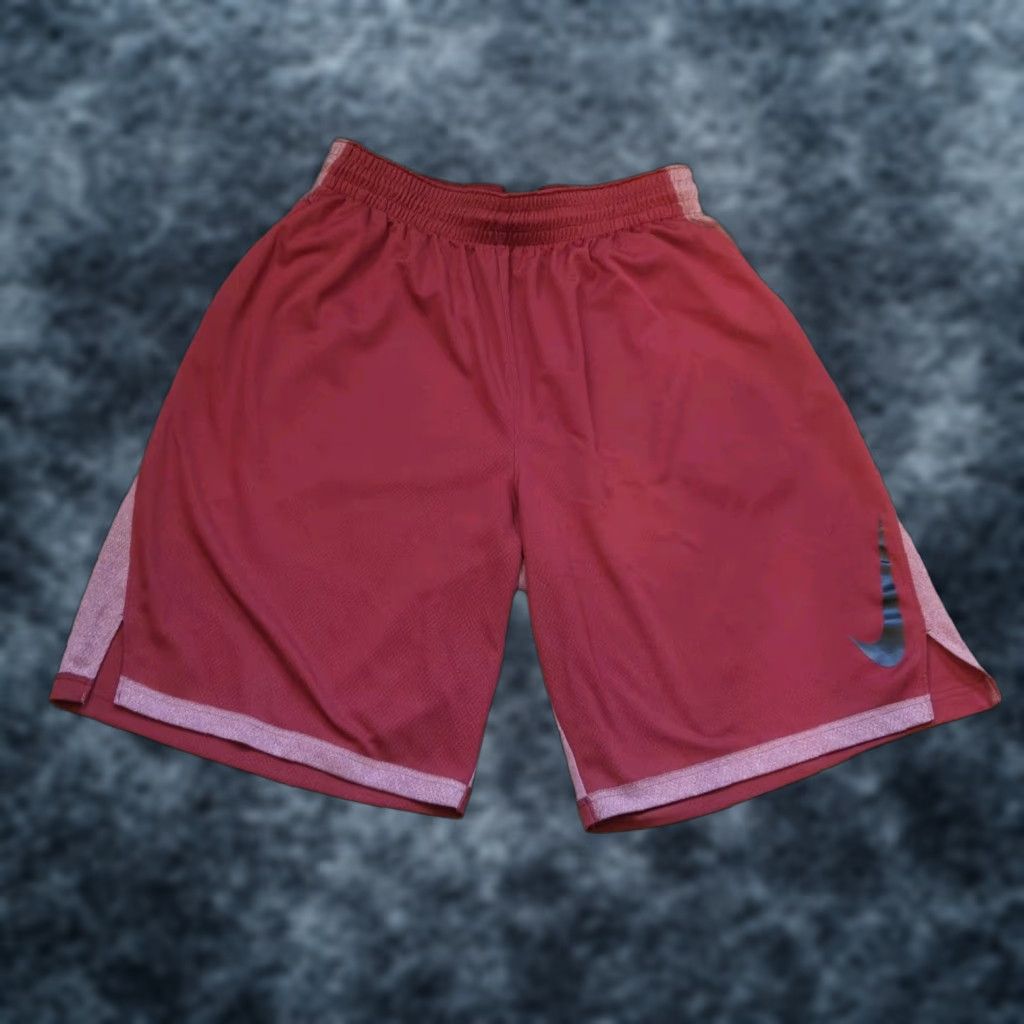 Nike Nike Mens Shorts Basketball Red Pockets Dri Fit Swoosh Drawstring Athletic Activewear Easy Care Moisture Wicking Size US 33 - 1 Thumbnail