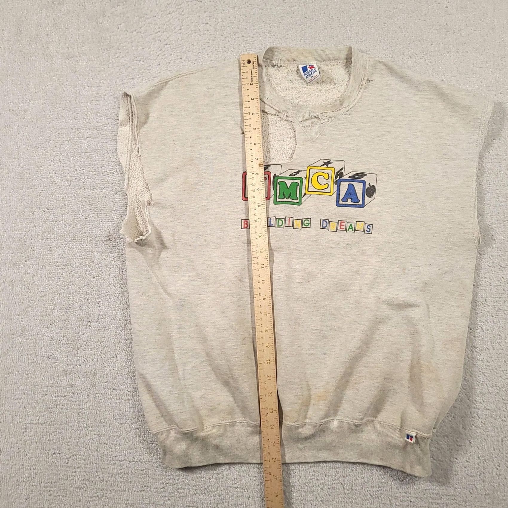 Russell Athletic VINTAGE Russell Athletic Sweatshirt Mens XL Gray YMCA Building Dreams Graphic Print 90s Distressed Size US XL / EU 56 / 4 - 5 Thumbnail
