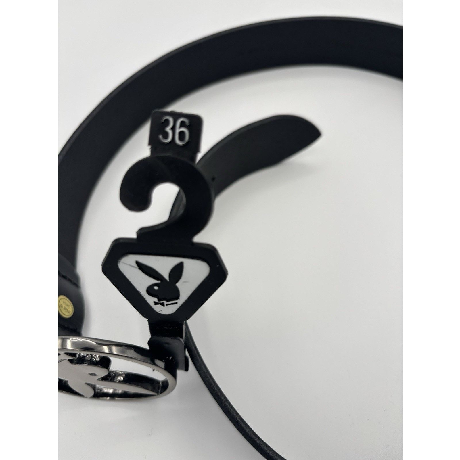 Playboy Vintage Playboy Bunny Belt Mens 42" Italian Leather Silver Size 42 - 7 Thumbnail