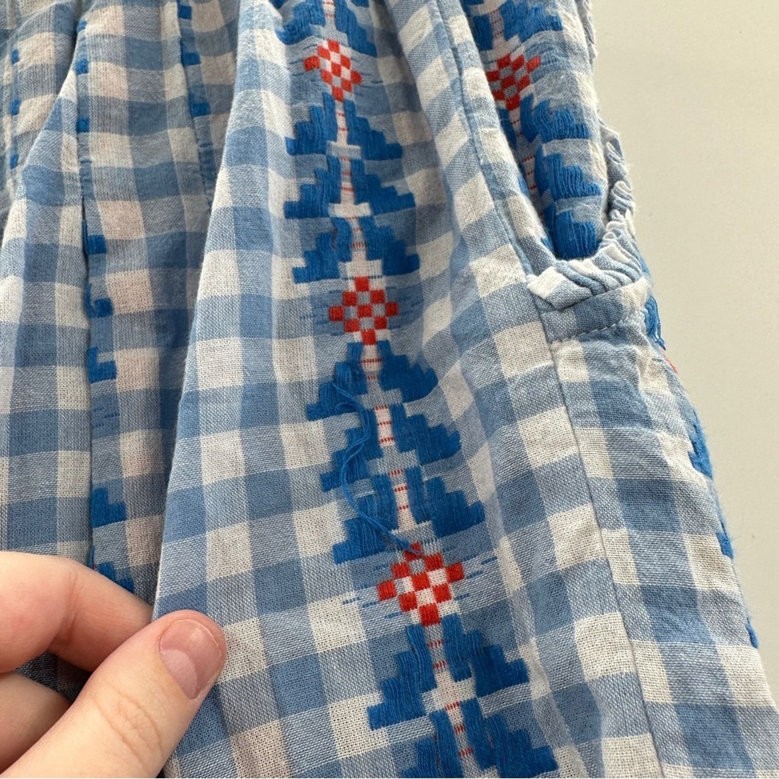 Dodo Bar Or DoDo Bar Or Fernanda Wide Leg Gingham Tassel High Rise Pants Size 31" - 9 Thumbnail