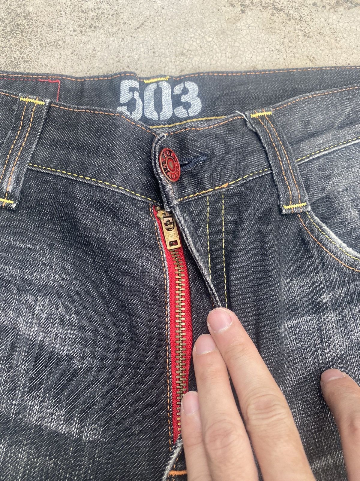 Edwin × Vintage Flare Jeans Vintage y2k Edwin Distress Clawmark Bootcut Size US 35 - 11 Thumbnail