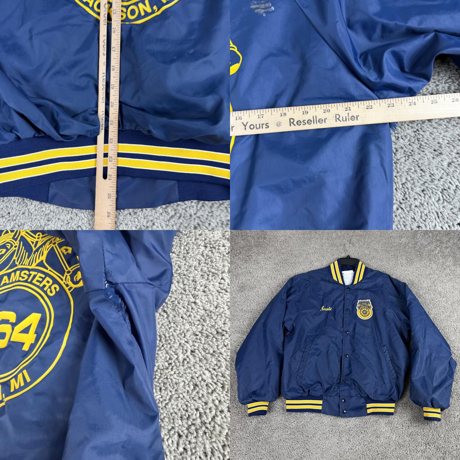 Vintage VINTAGE Hartwell Teamsters Jacket Mens Large Blue Bomber Nylon Snap Front Varsity Coat Casual Workwear Size US L / EU 52-54 / 3 - 8 Thumbnail