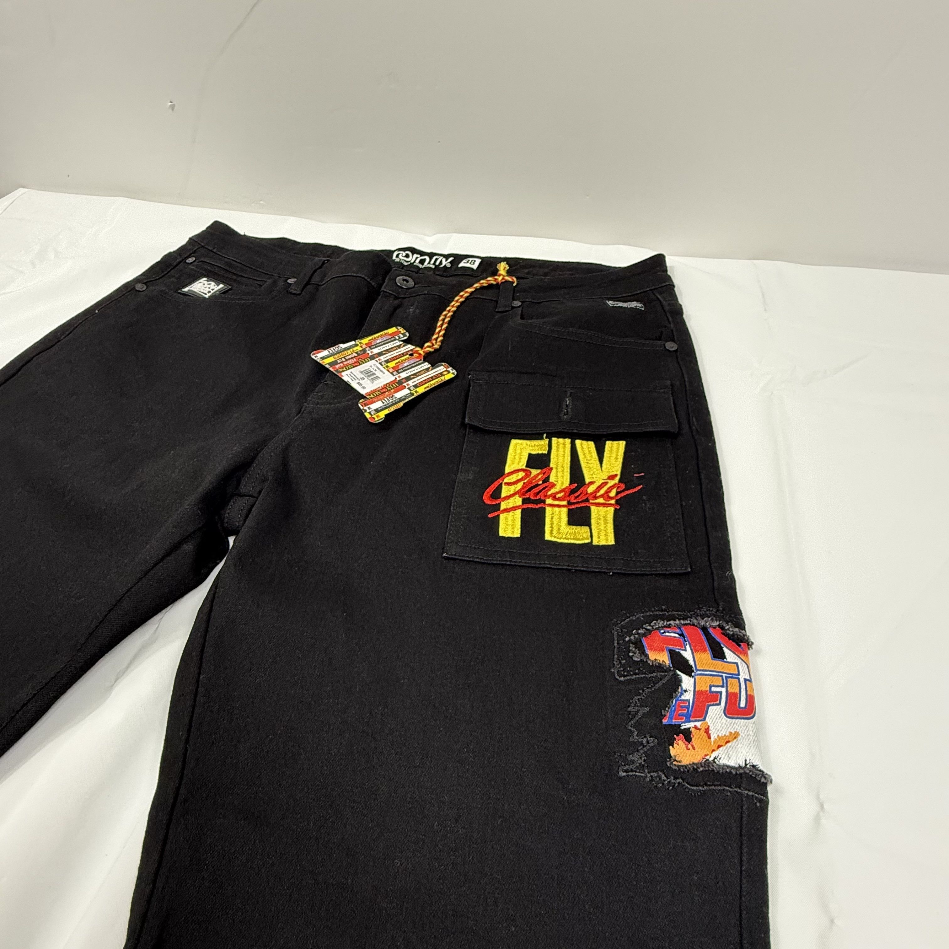 Born Fly Born Fly Mens Black Denim Jeans 38x31 Embroidered Fly New Size US 38 / EU 54 - 1 Thumbnail