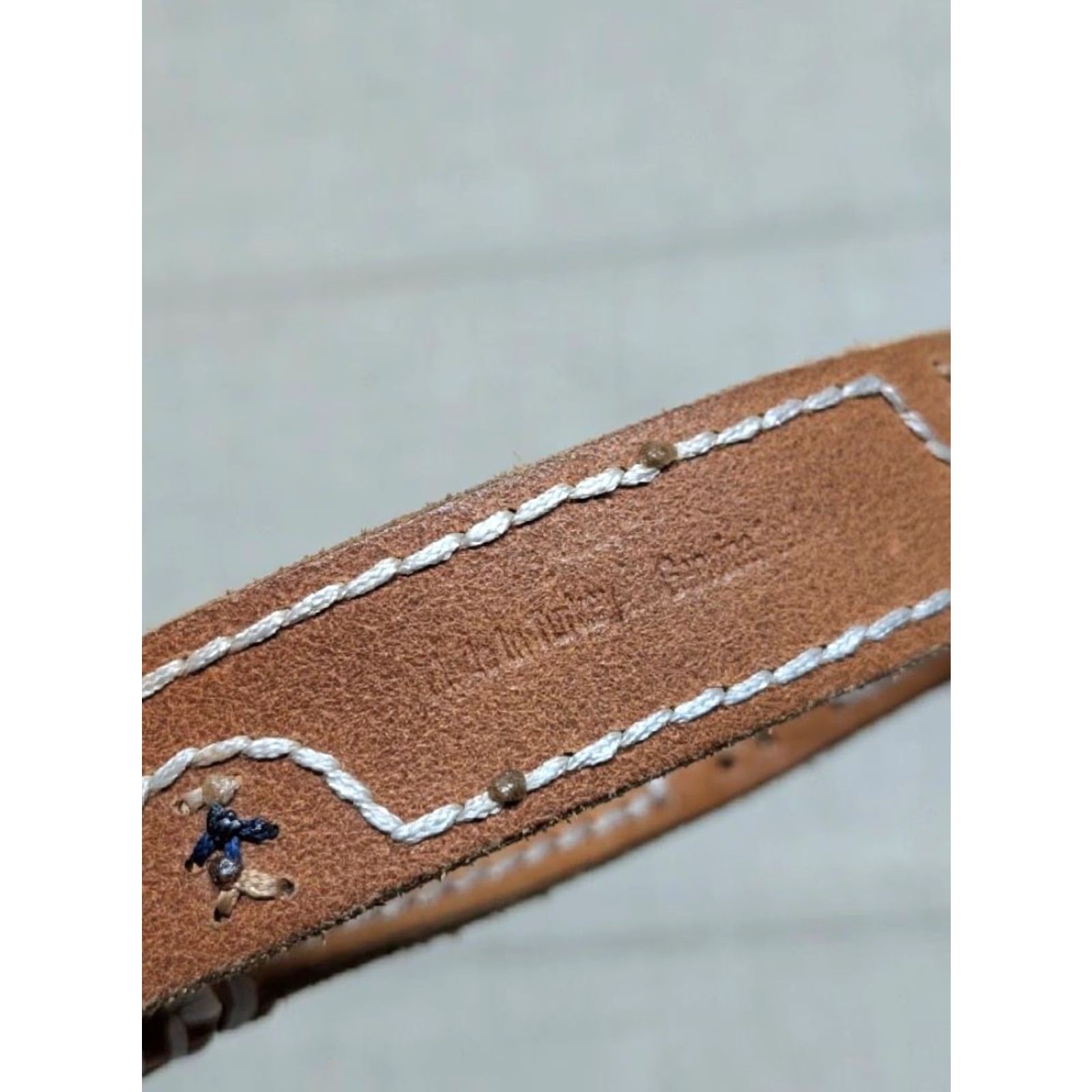 Vintage VINTAGE LL BEAN STITCHED leather belt 32 brown COWHIDE unisex adults belt Hardware: none Size 32 - 7 Thumbnail