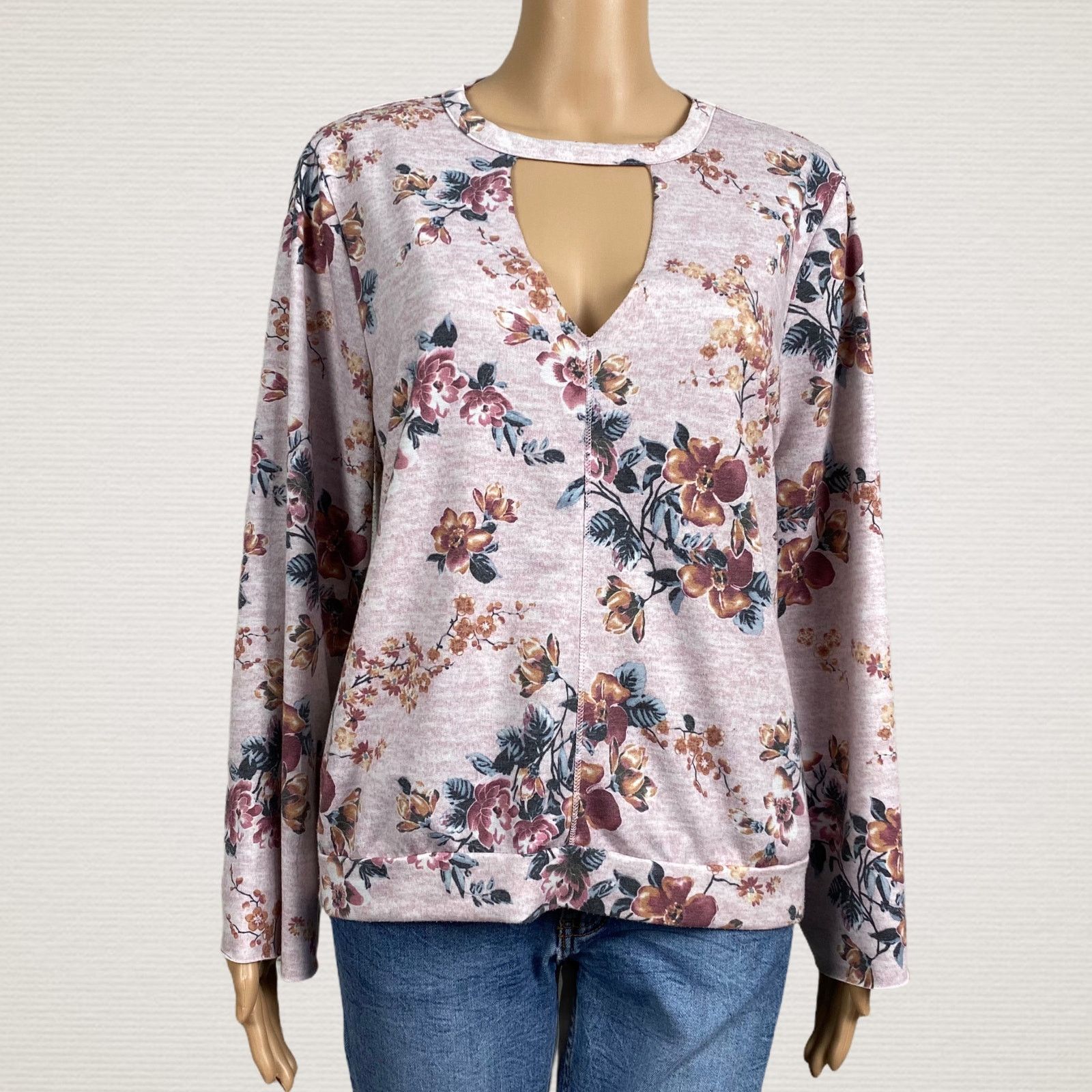 Other Gypsies & Moondust Floral Cutout V Neck Top Large Size L / US 10 / IT 46 - 1 Thumbnail