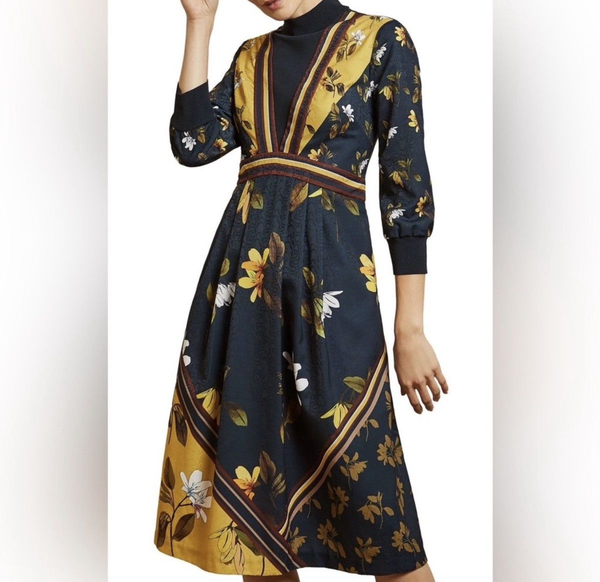 Ted Baker Ted Baker ‘juudyy’ Savanna Mockable Neck Floral Midi Dress Size ONE SIZE - 1 Thumbnail