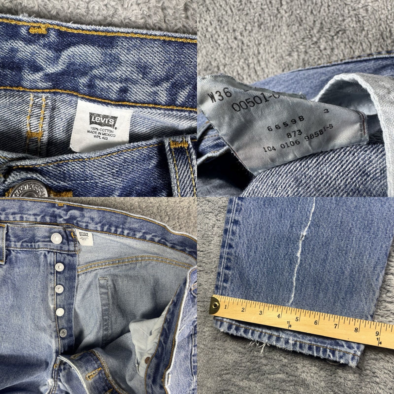 Levi's VINTAGE Levi's 501XX Jeans Men 36x32 Distressed Button Fly Straight Five-Pocket Denim Blue Size US 36 / EU 52 - 8 Thumbnail