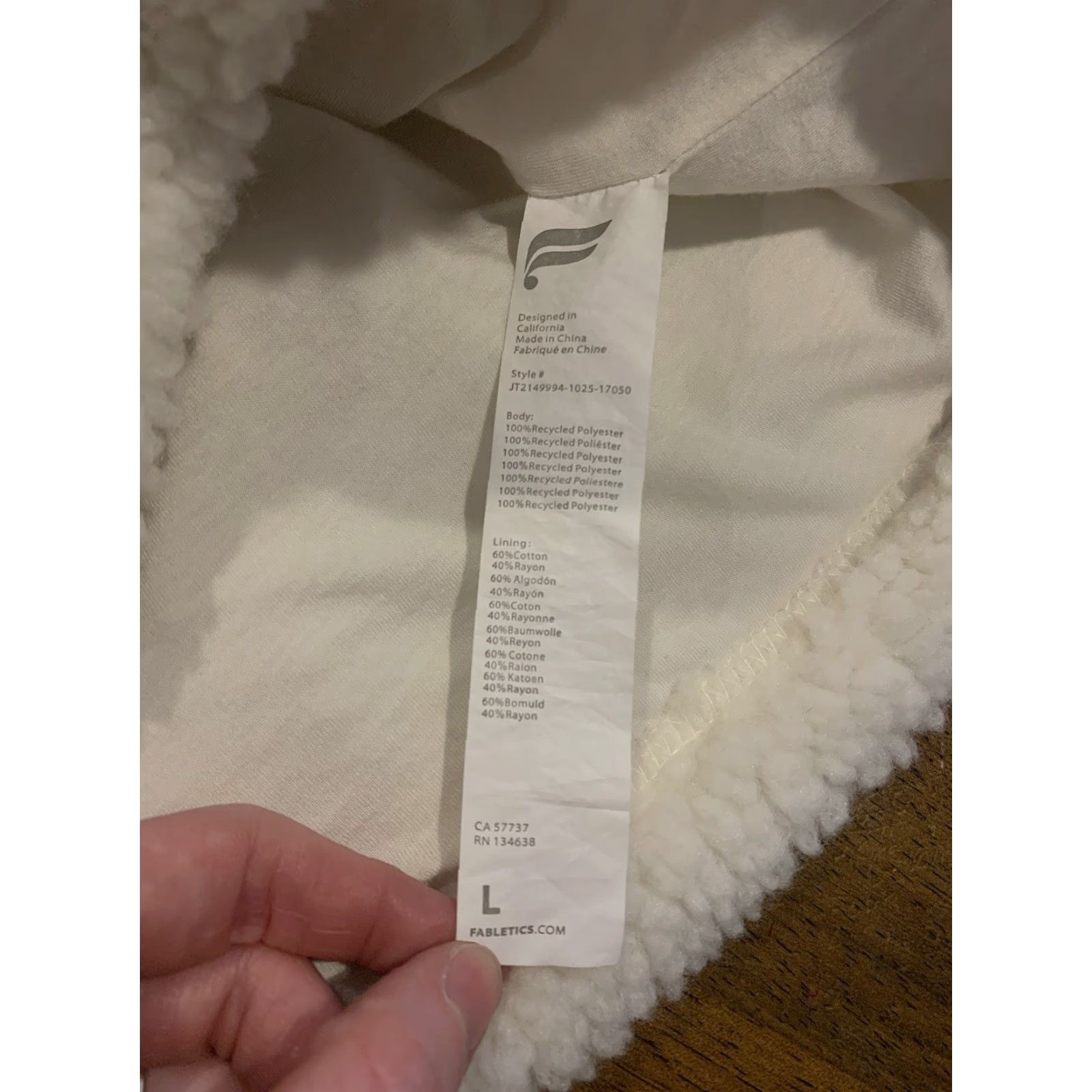 Fabletics Fabletics Jacket Womens L White Full Zip Mock Neck Sherpa Rylan Solid Basic Jacket Womens Size L / US 10 / IT 46 - 5 Thumbnail