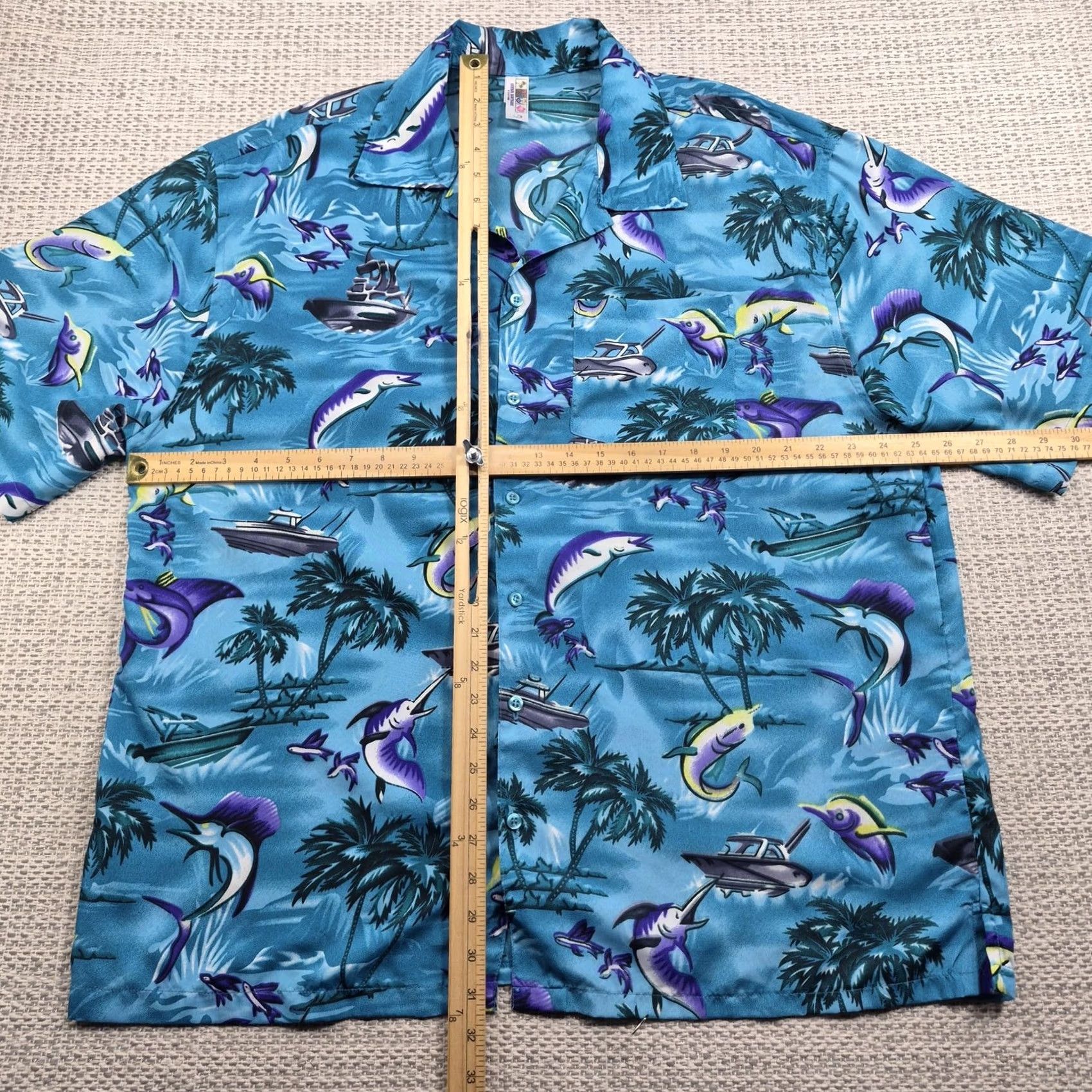 Vintage India Boutique Hawaiian Shirt Mens 2XL Marlin Fish Short Sleeve Button Up Casual Beach Tropical 90s Size US XXL / EU 58 / 5 - 7 Thumbnail