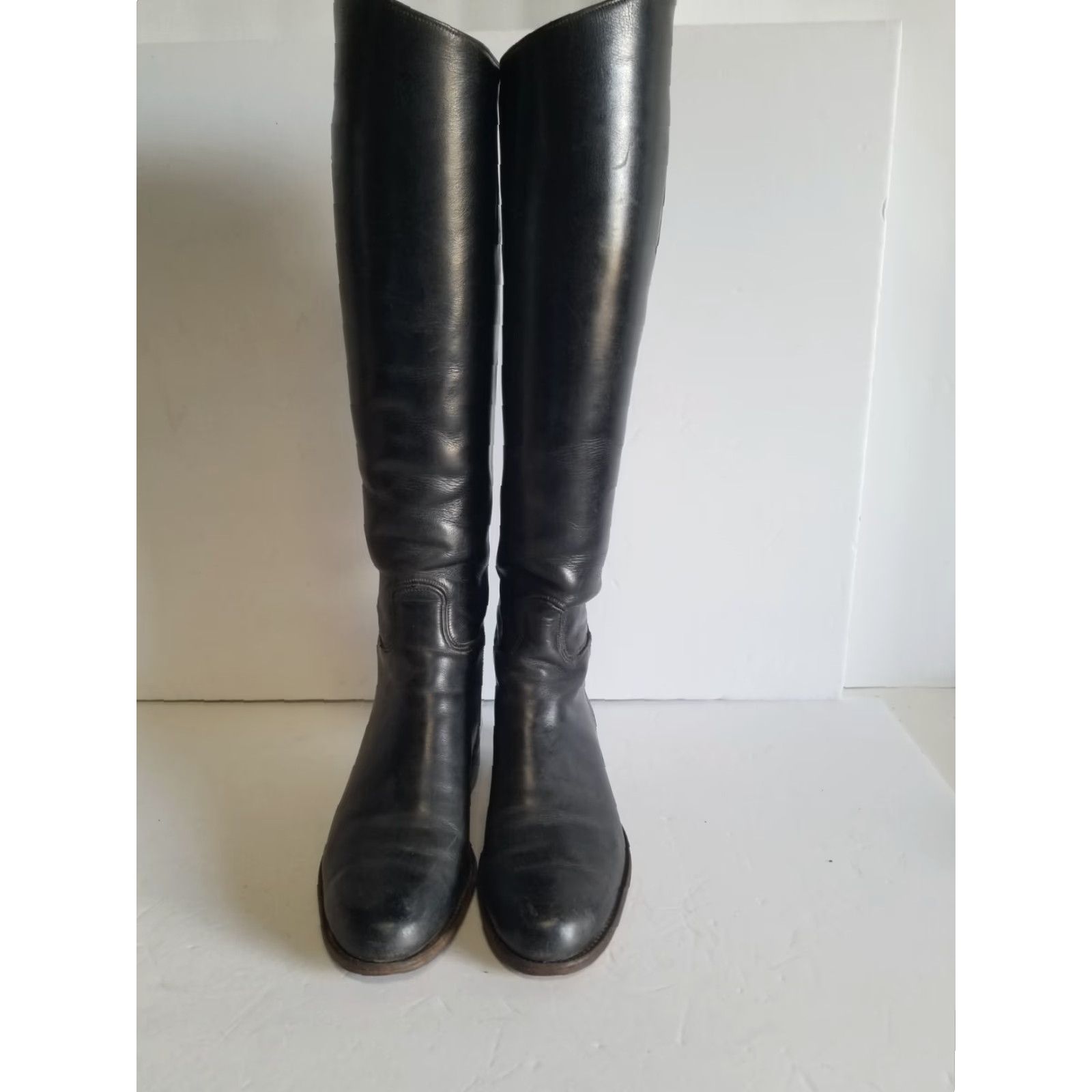 Vintage Dehner Women's Riding Boots Black Leather Equestrian Patrol Tall 8.5 9 8 9 Pic Size US 8.5 / IT 38.5 - 6 Thumbnail