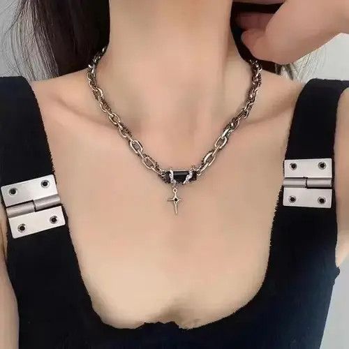 Japanese Brand Black Zircon Cross Star Pendant Necklace Size ONE SIZE - 2 Thumbnail