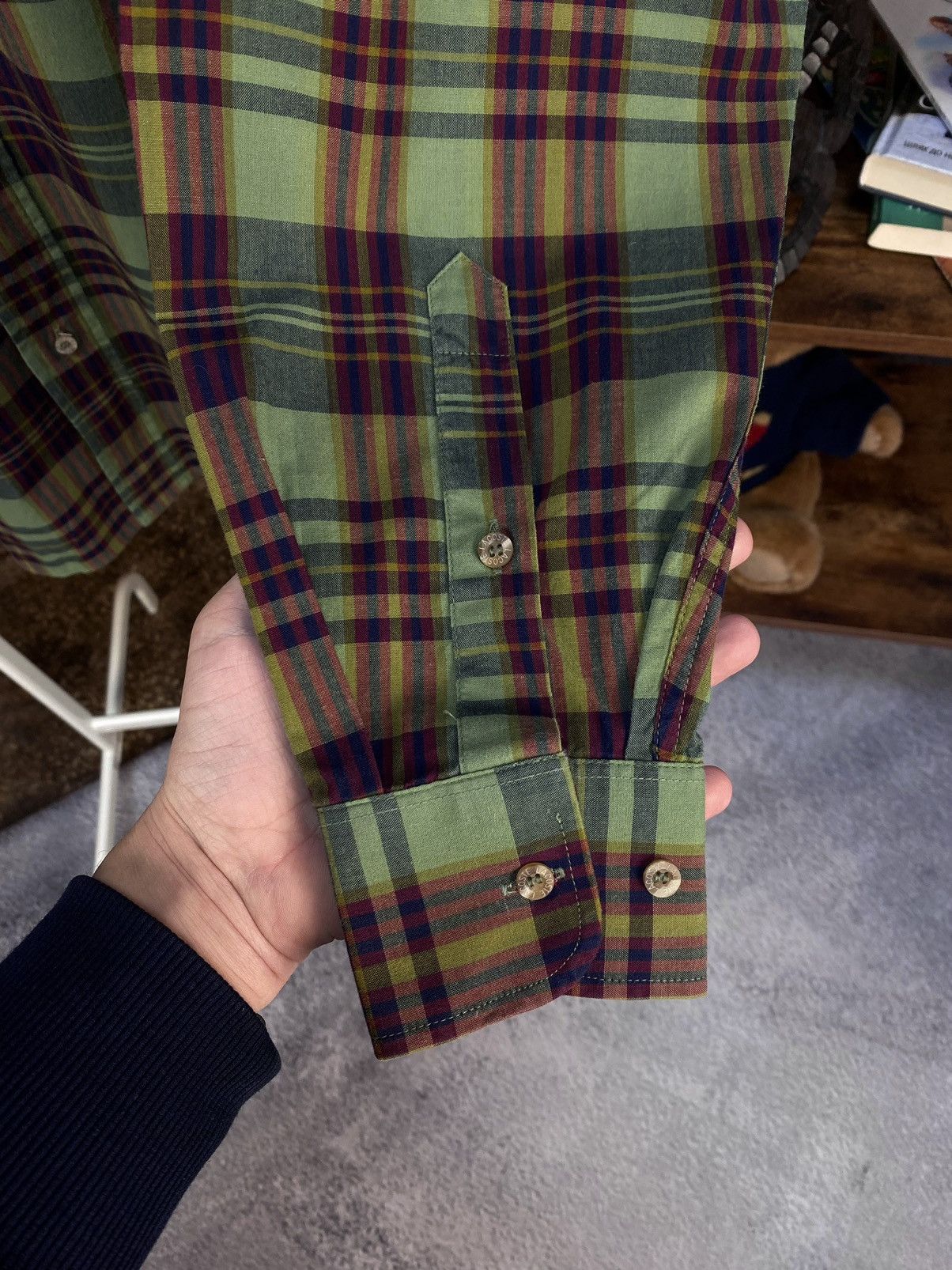 Lacoste × Vintage Vintage Men's Lacoste Chemise Plaid Green Long Sleeve Shirt Size US XL / EU 56 / 4 - 5 Thumbnail