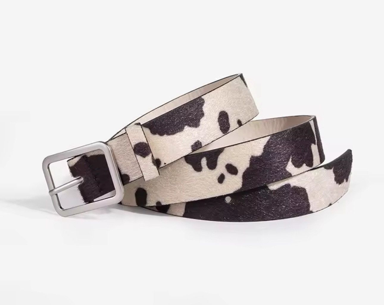 Japanese Brand Cow Print PU Leather Belt – Retro Western Chic Size ONE SIZE - 2 Thumbnail