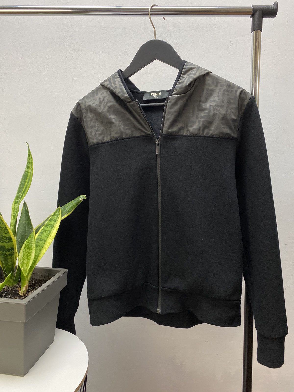 Fendi Monogram Hoodie Men’s M Black Hood Logo Hype Styled