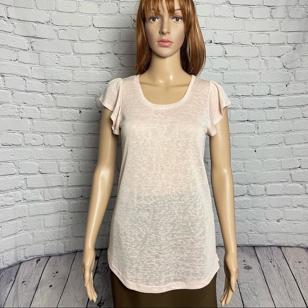 Other NWT New Adyson Parker Pale Pink Rayon Flutter Sleeve Knit T Size XS / US 0-2 / IT 36-38 - 1 Thumbnail