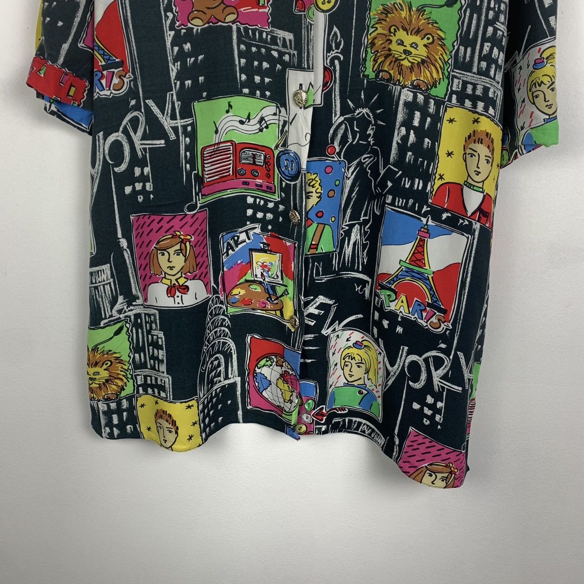 Vintage Crazy Art Vintage Shirt Short Sleeve Abstract Pattern 90’s Size US XS / EU 42 / 0 - 4 Thumbnail