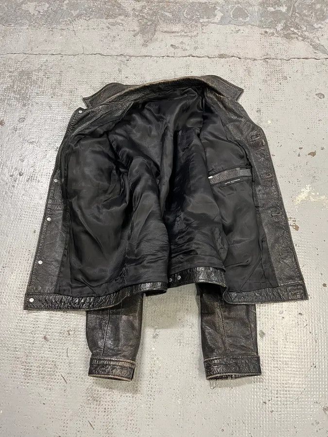 Daniele Alessandrini Daniele Alessandrini Eroded Black Leather Trucker Jacket Size S / US 4 / IT 40 - 4 Thumbnail