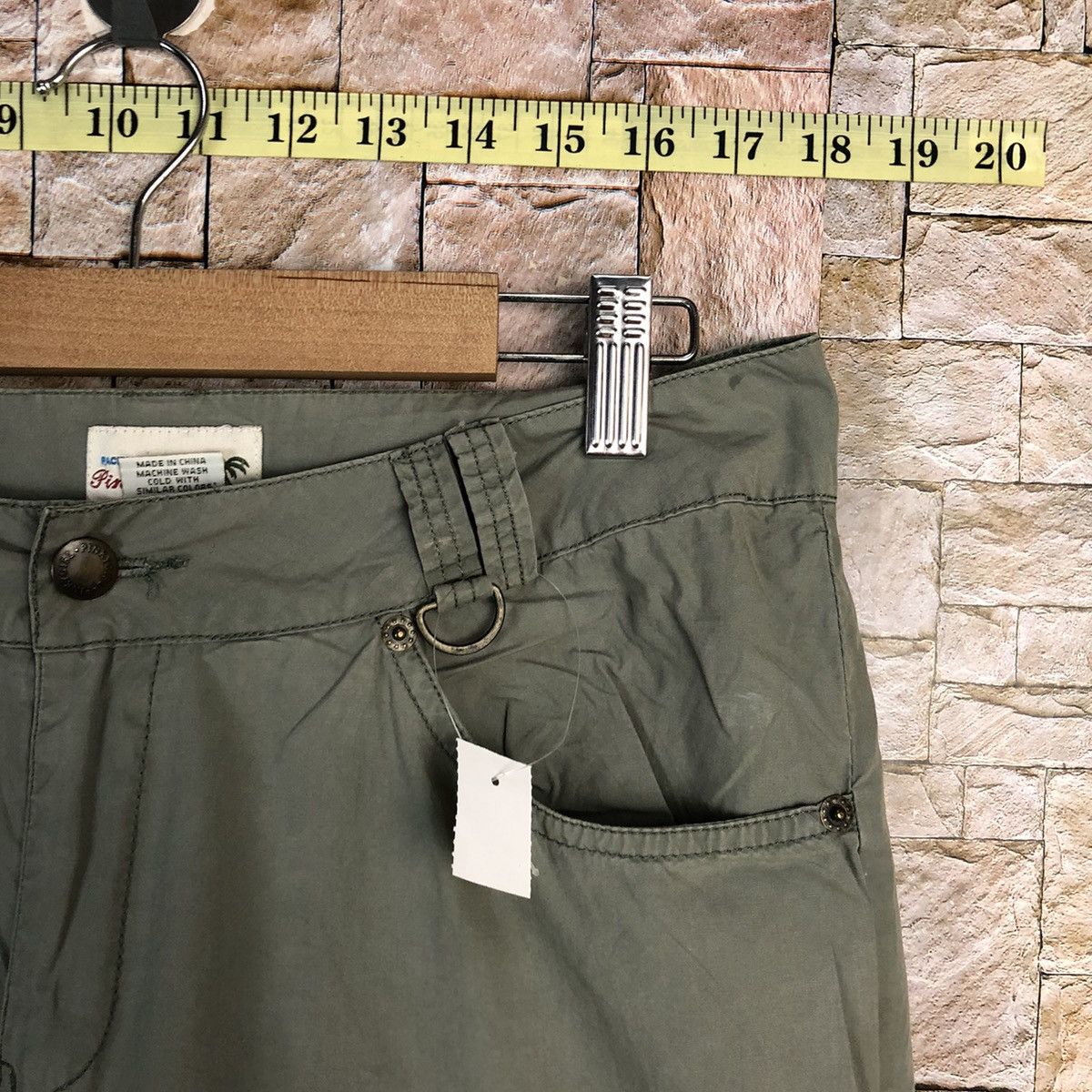 Japanese Brand Pinky Girl Green Cropped spring cargo Pants #A743 Size 29" - 8 Thumbnail