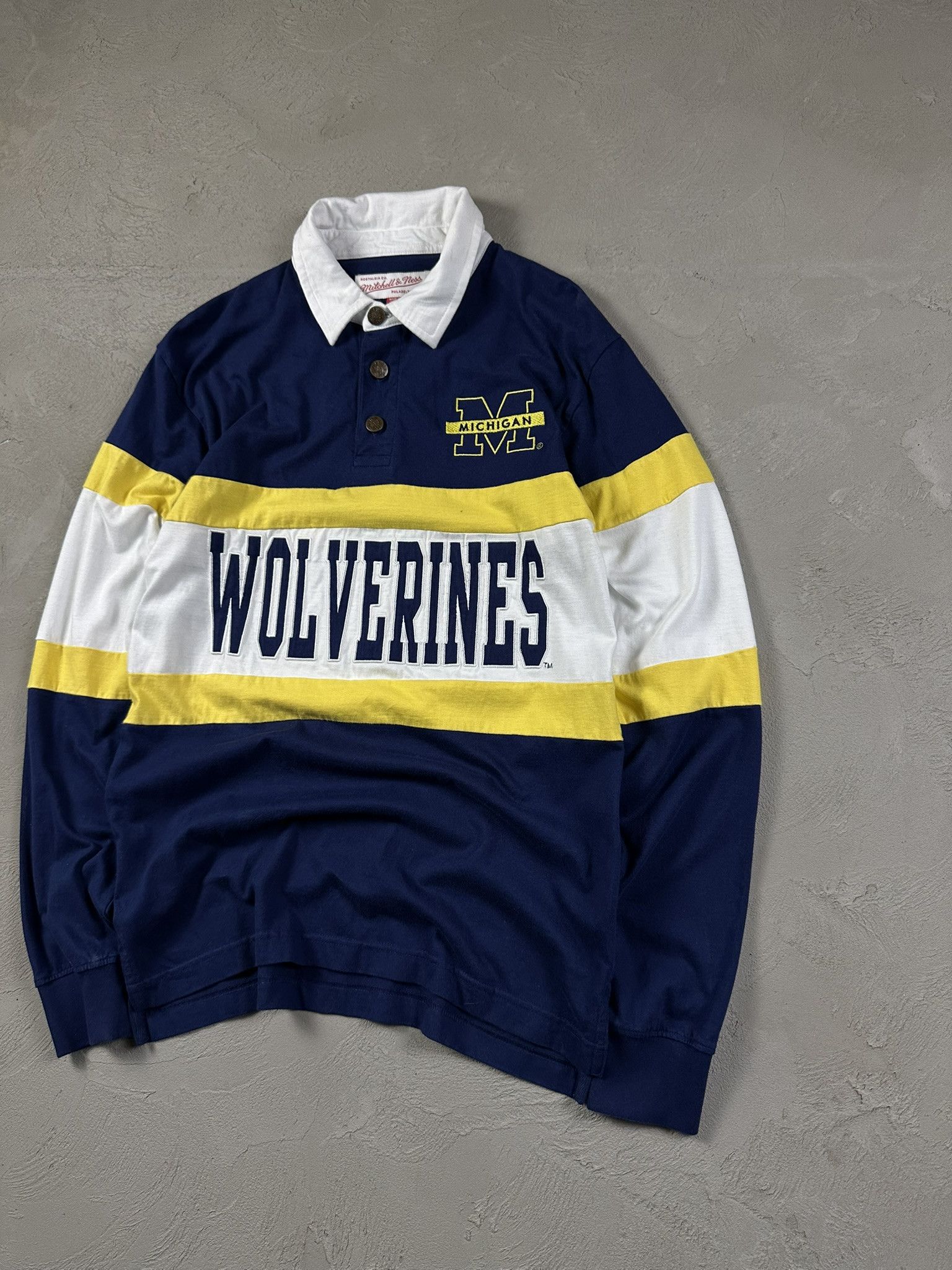 Mitchell & Ness Vintage Y2k Mitchell & Ness Michigan Wolverines Rugby Polo Size US S / EU 44-46 / 1 - 3 Thumbnail