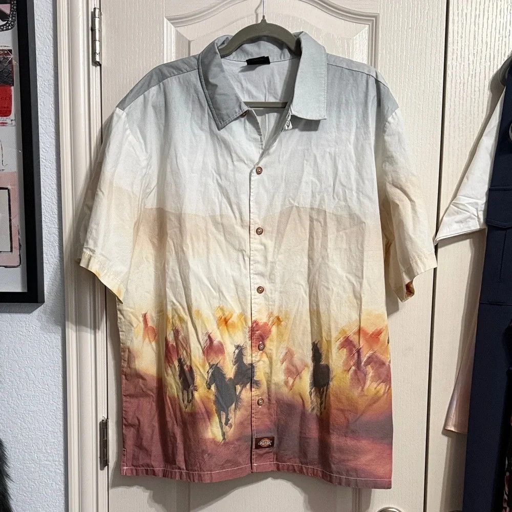 Dickies Dickie’s Running Wild Horse Print Short Sleeve Button Up Size US XL / EU 56 / 4 - 2 Thumbnail