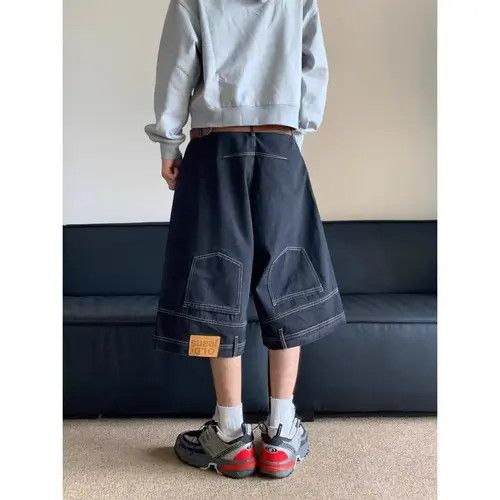 Japanese Brand × Jean Black casual washed vintage cargo denim shorts y2k Size US 32 / EU 48 - 3 Thumbnail