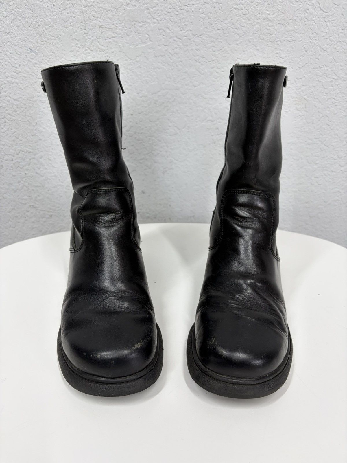 Hedi Slimane Vintage YSL Vibe Black Leather Heeled Biker Boots Grunge Y2K Size US 8 / EU 41 - 6 Thumbnail