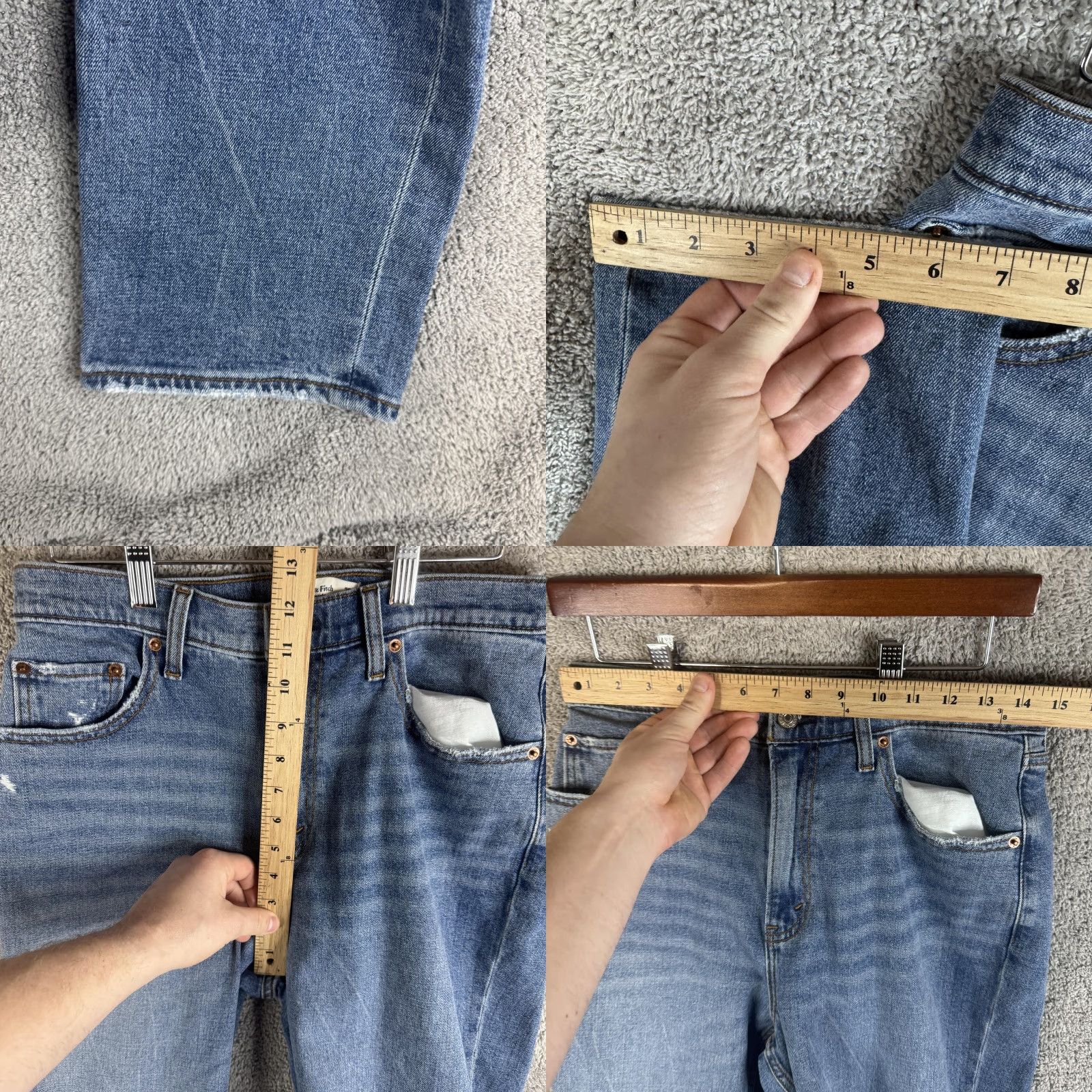 Abercrombie & Fitch Abercrombie & Fitch Jeans Womens 30 Slim Straight Ultra High Rise Curve Love Denim Blue 5-Pocket Distressed Stretch Womens Jeans Size 30" / US 8 / IT 44 - 8 Thumbnail