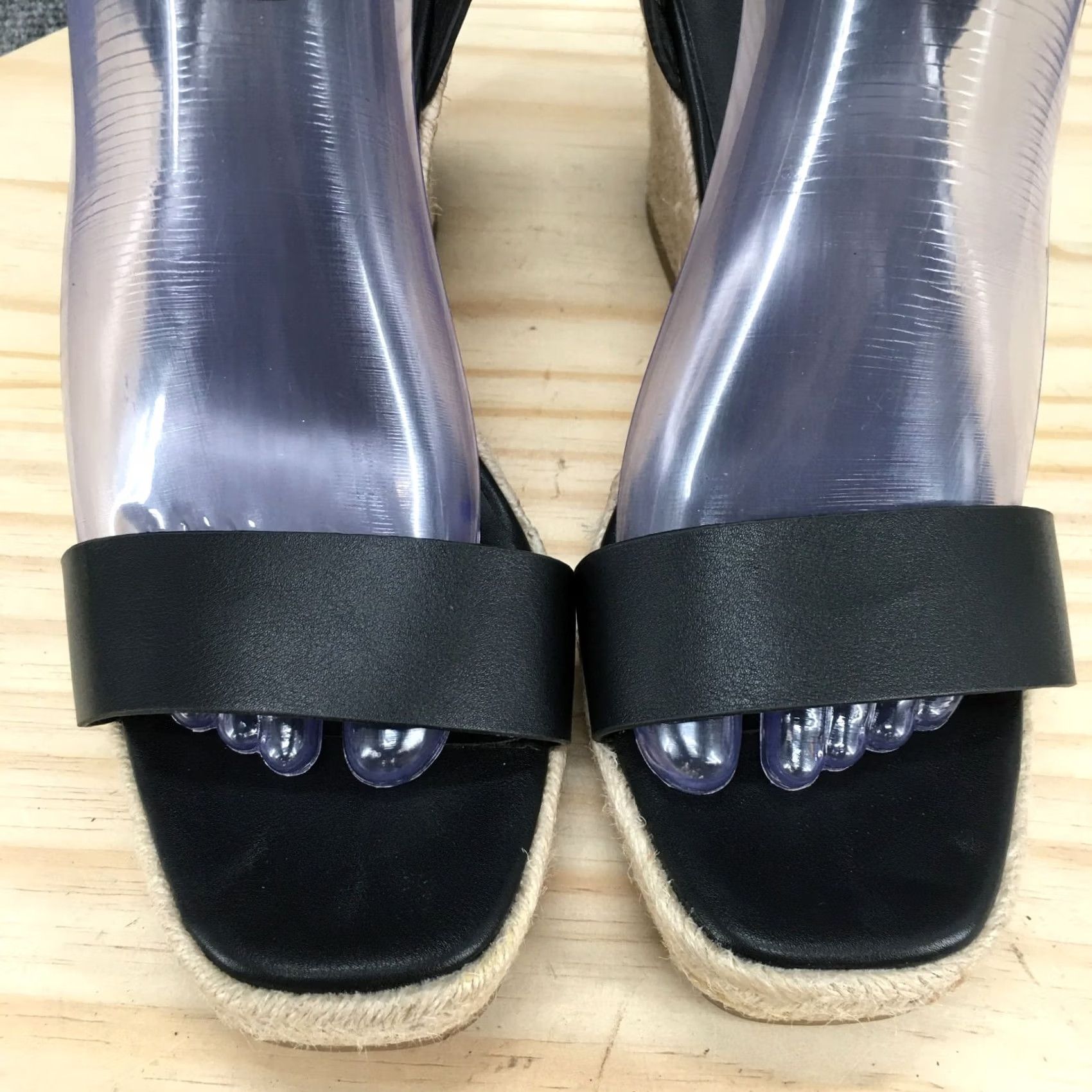 Vintage A New Day Sandals Espadrille Wedge Heels Ankle Strap Faux Leather Black 9 Womens Size US 9 / IT 39 - 5 Thumbnail