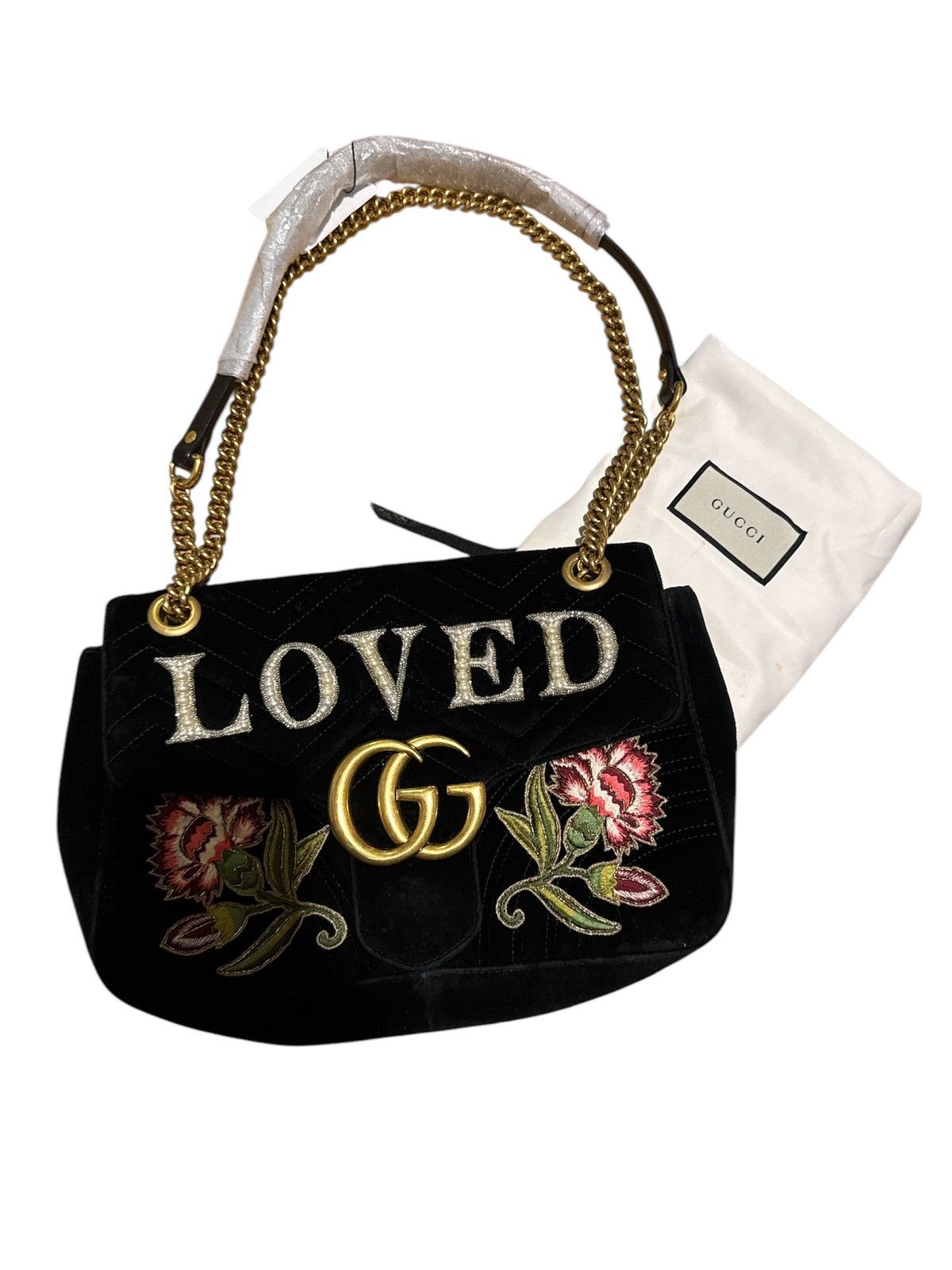 Gucci GUCCI Black Velvet Marmont 'Loved' Shoulder Bag Size ONE SIZE - 1 Thumbnail