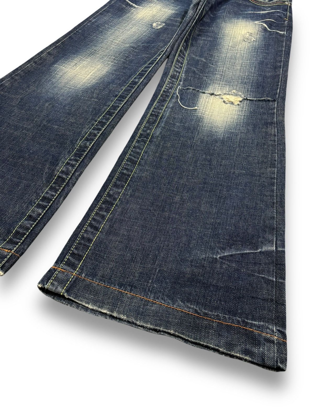 Vintage Japanese Brand Flare Wide Leg Distressed Punk Jeans
