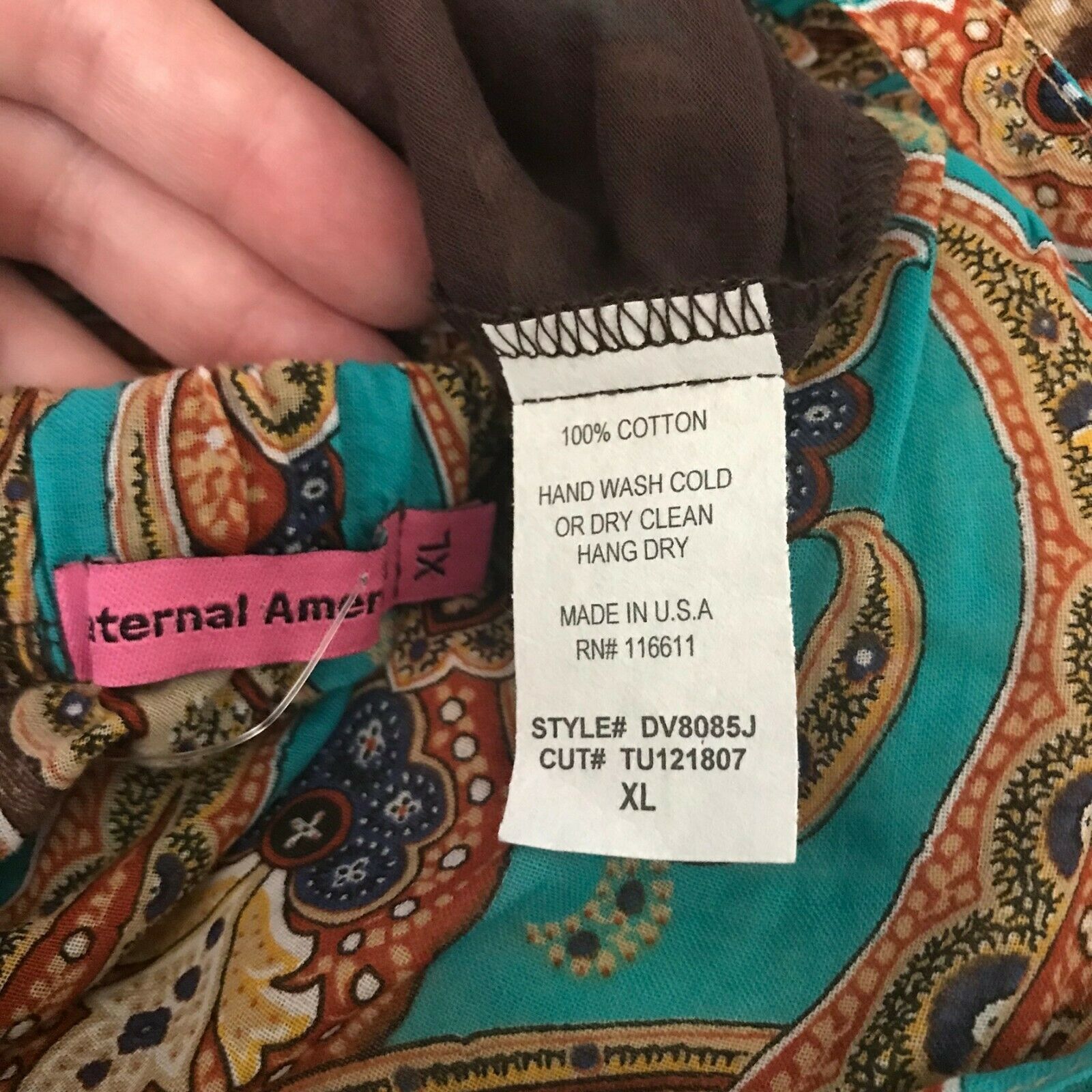 Maternal America Teal Brown Paisley Halter Maternity Dress