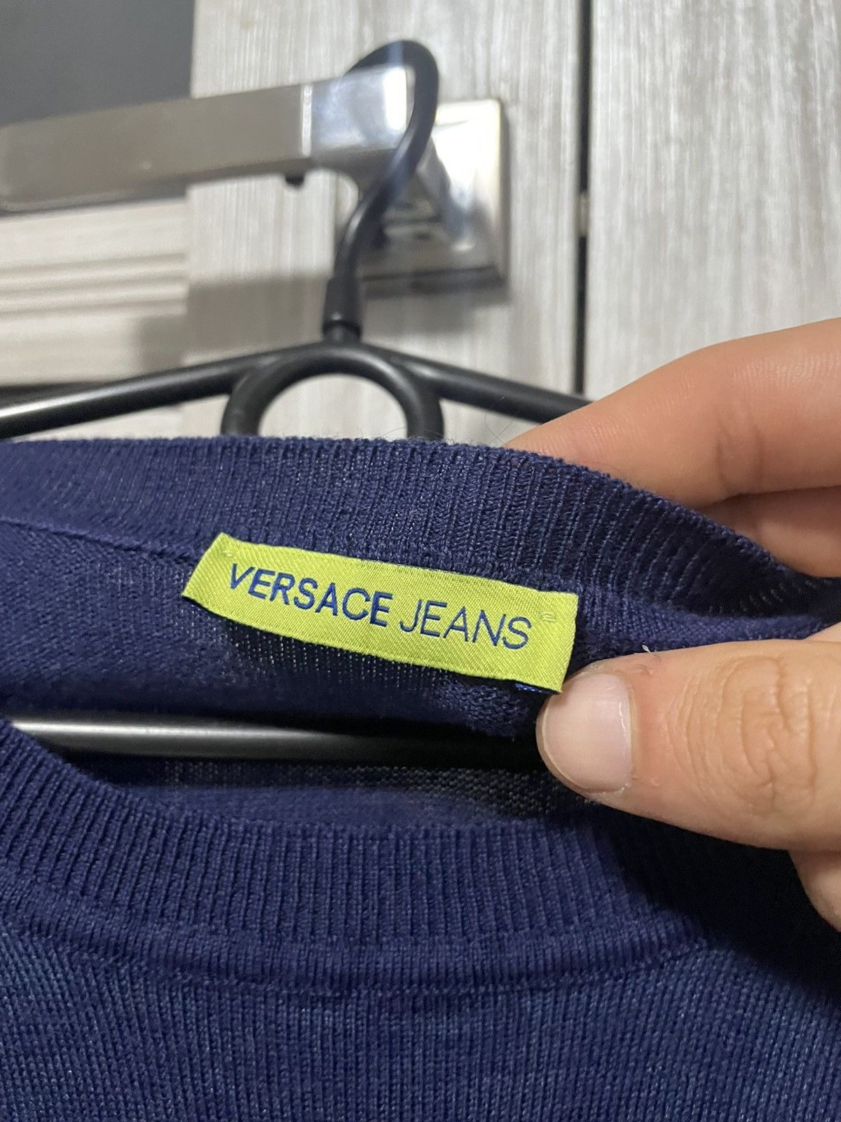 Versace × Versace Jeans Couture Versace Jeans Leopard Jacquard Longline Sweater Blue Tunic Size S / US 4 / IT 40 - 9 Thumbnail