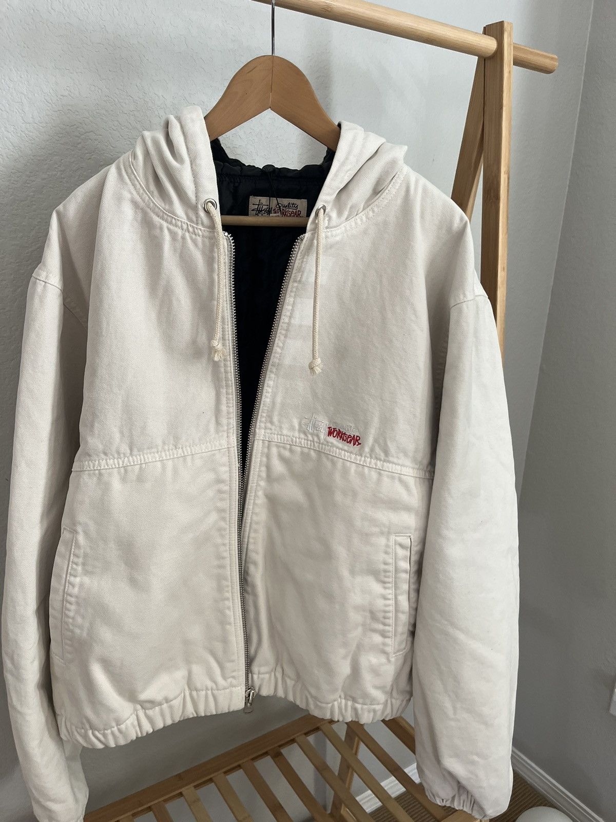 Stussy STUSSY WORK JACKET INSULATED BONE/WHITE XL Full Zip Hooded Size US XL / EU 56 / 4 - 3 Thumbnail