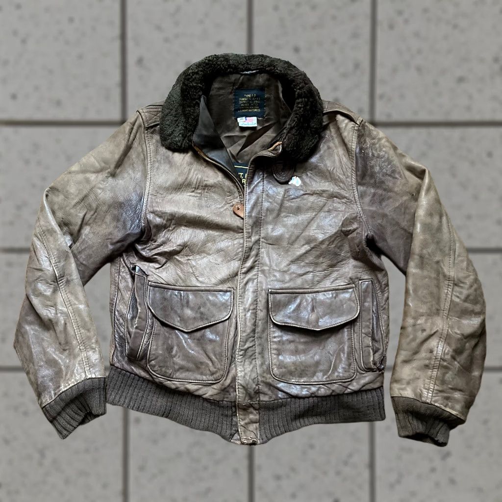 Avirex VINTAGE Avirex A-2 Leather Bomber Jacket Mens 38 USA Brown Flight Bomber Collared 30-1415 Size US XXS / EU 40 - 1 Thumbnail