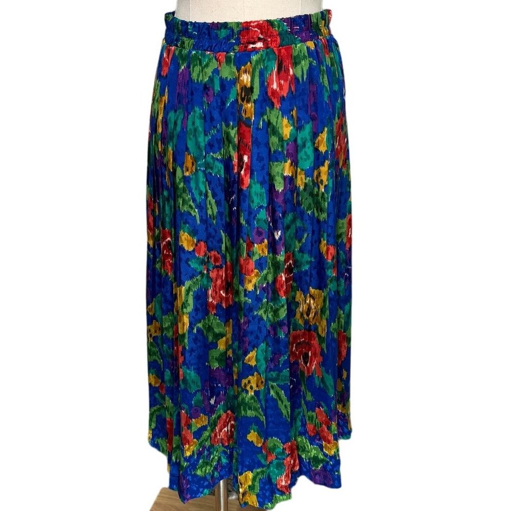 Vintage Vintage abstract floral pleated satin skirt size small S Size 26" / US 2 / IT 38 - 1 Thumbnail