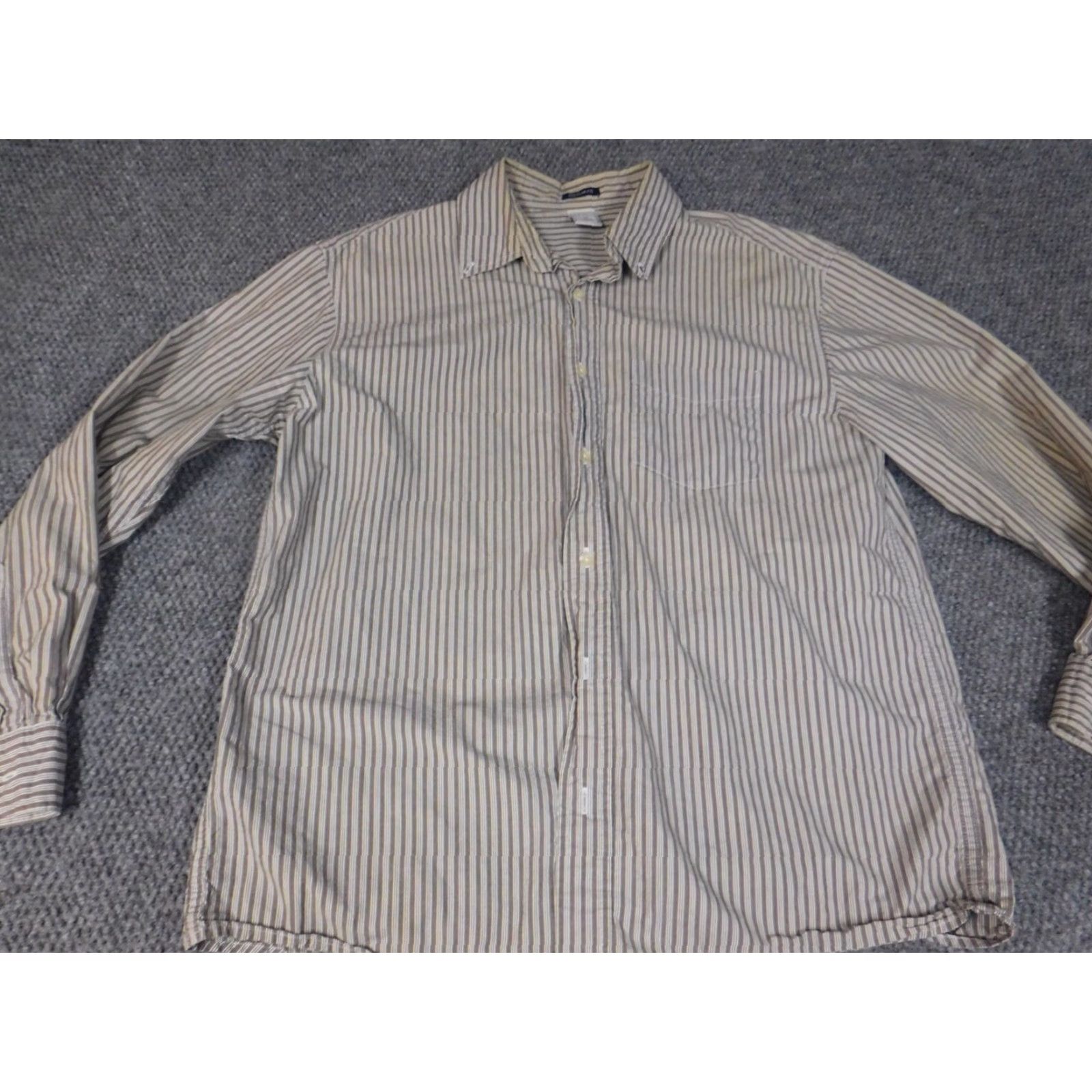 Old Navy Old Navy Shirt Mens Medium Brown Striped Button-Down Collared Long Sleeve Cotton Knit Pocketed Buttons Vintage? No (but no). Size US M / EU 48-50 / 2 - 3 Thumbnail
