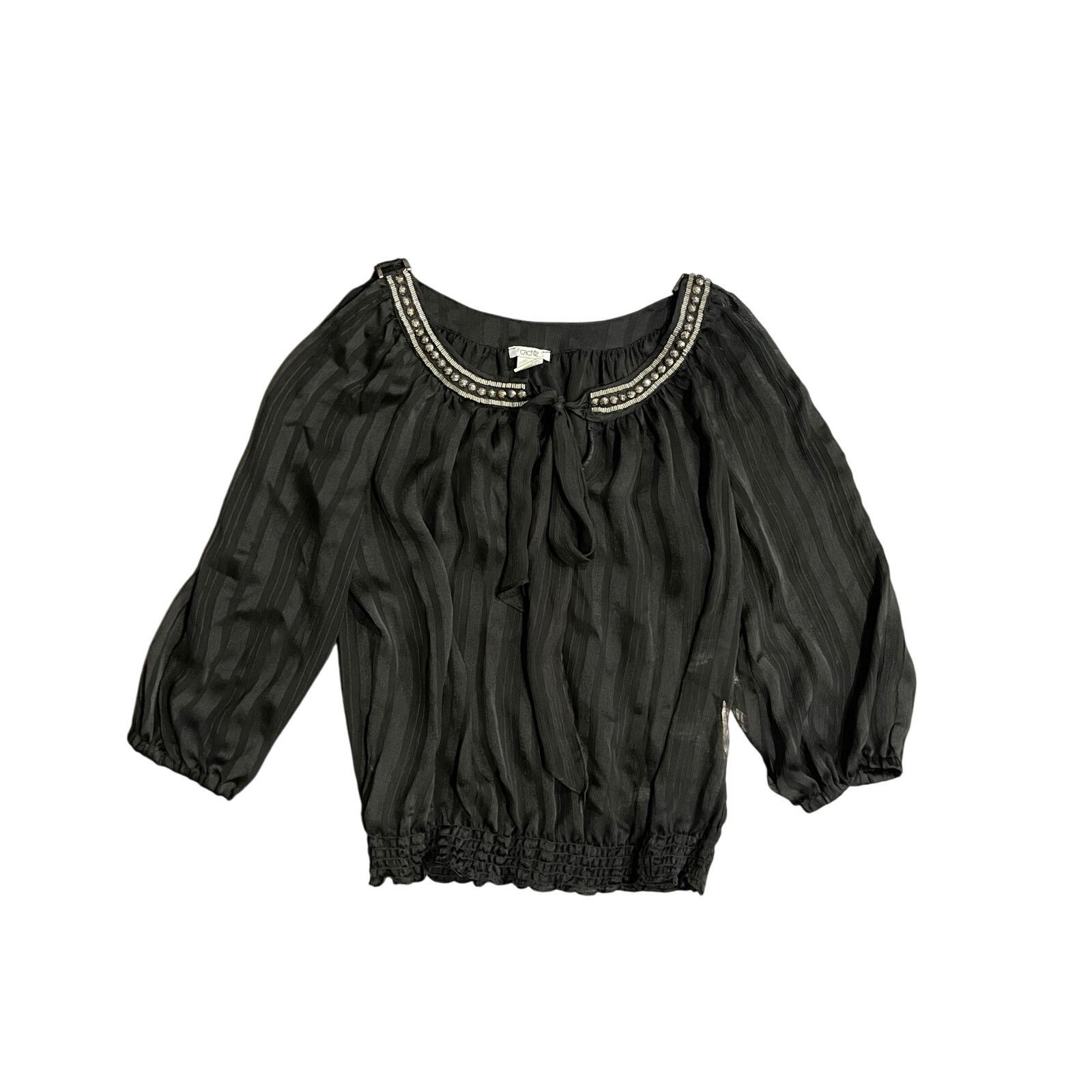 Other Cache Vintage sheer blouse puff sleeves 90s studded neckline Size M / US 6-8 / IT 42-44 - 1 Thumbnail