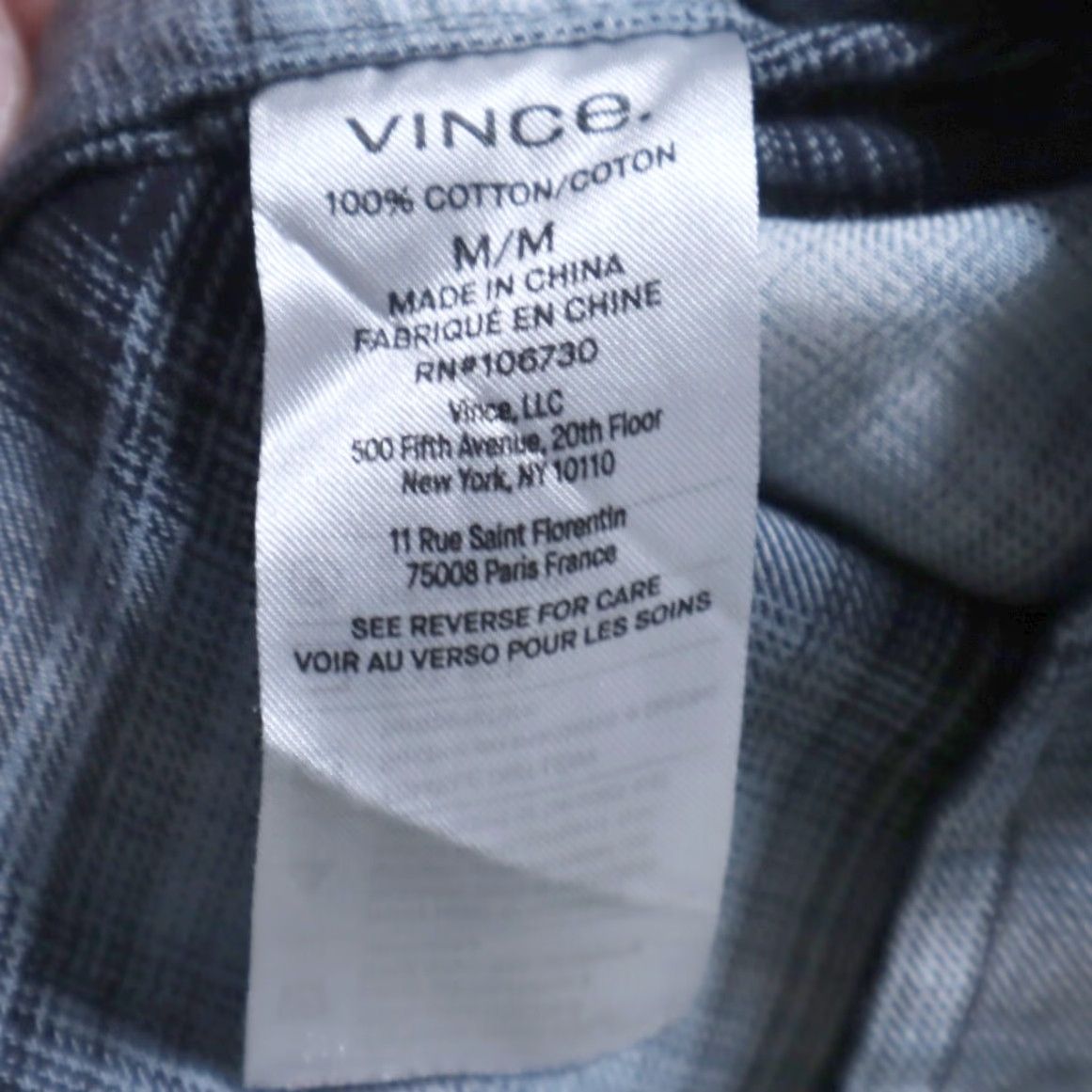 Vince Vince. Shirt Button Up Plaid Long Sleeve Classic Fit Men's M Multi-Colored Size US M / EU 48-50 / 2 - 6 Thumbnail