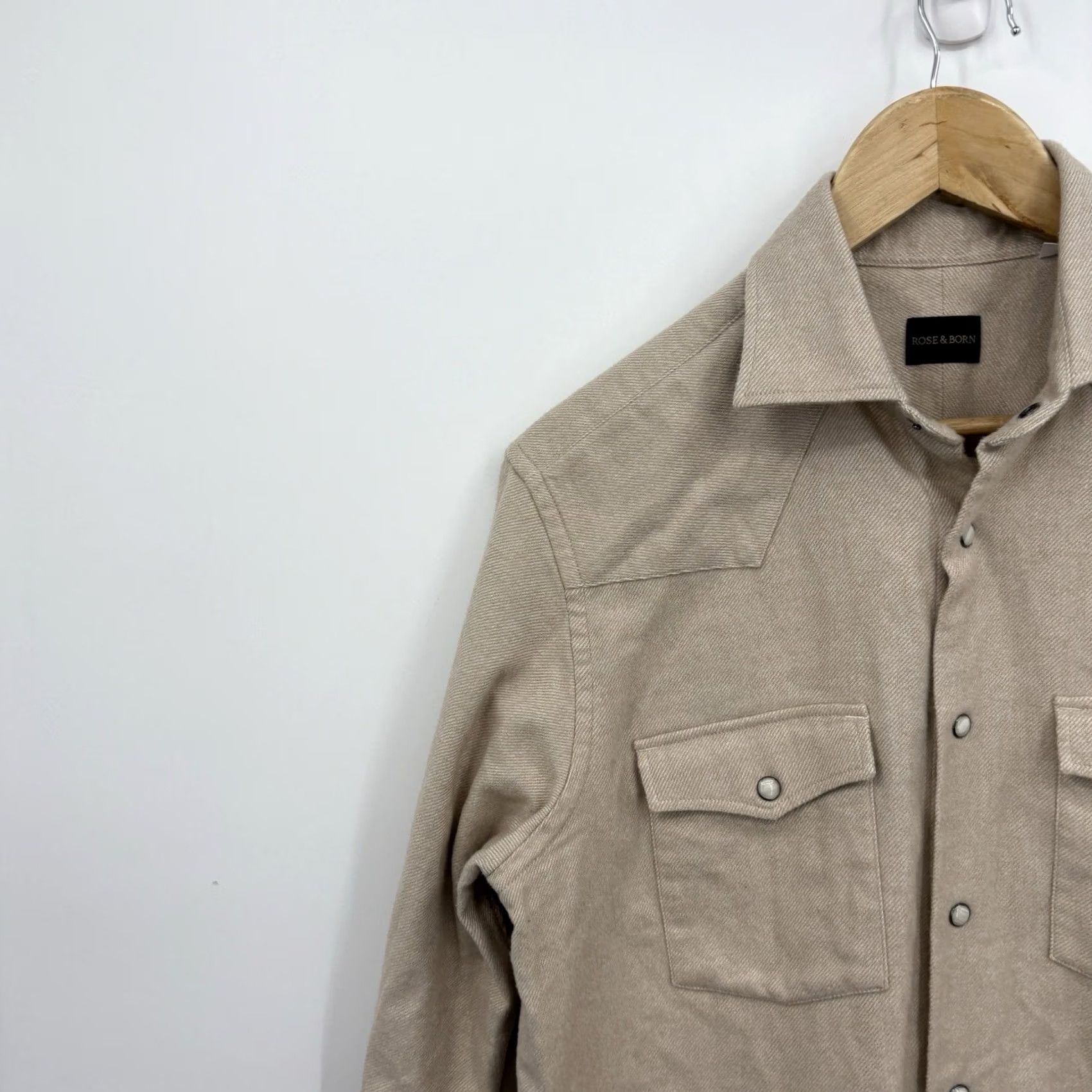 Vintage Rose & Born Western Shirt Medium Beige Luxury Minimalist Brushed Heritage Pearl Button-Up Men Size US M / EU 48-50 / 2 - 2 Thumbnail