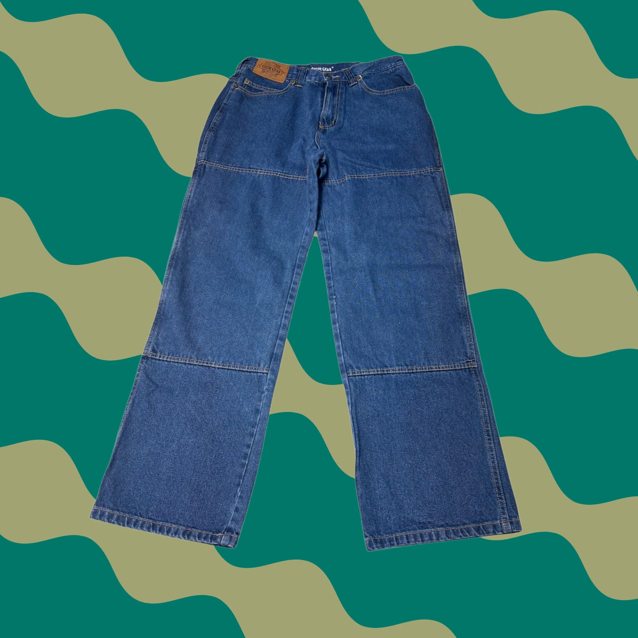 Doublet Guide Gear Jeans Mens 32x30 Blue Denim Double Knee Relaxed Straight 90s Grunge Workwear Size US 32 / EU 48 - 1 Thumbnail