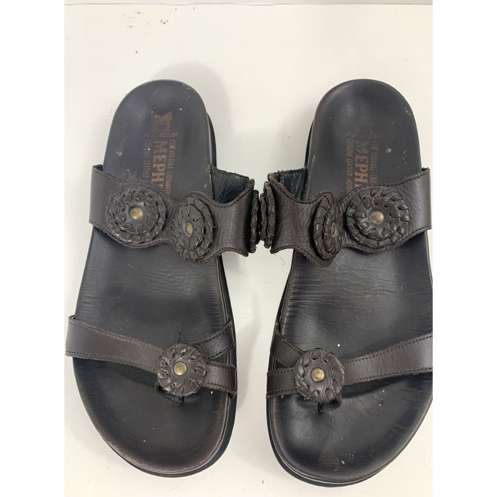 Mephisto VINTAGE Mephisto Sandal Flower Womens 37 Brown Leather Toe Strap Casual Womens 6.5 Shoes Size US 7 / IT 37 - 3 Thumbnail