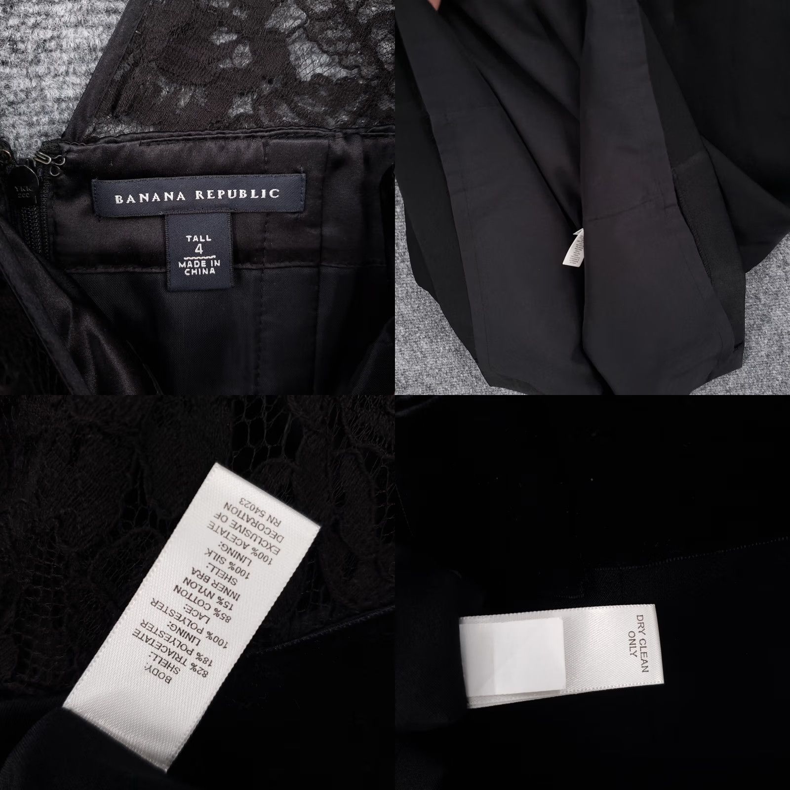 Banana Republic Banana Republic Dress Womens Tall 4 Black Lace Cocktail Zip Back Lined Surplice Short Sleeve Size S / US 4 / IT 40 - 8 Thumbnail