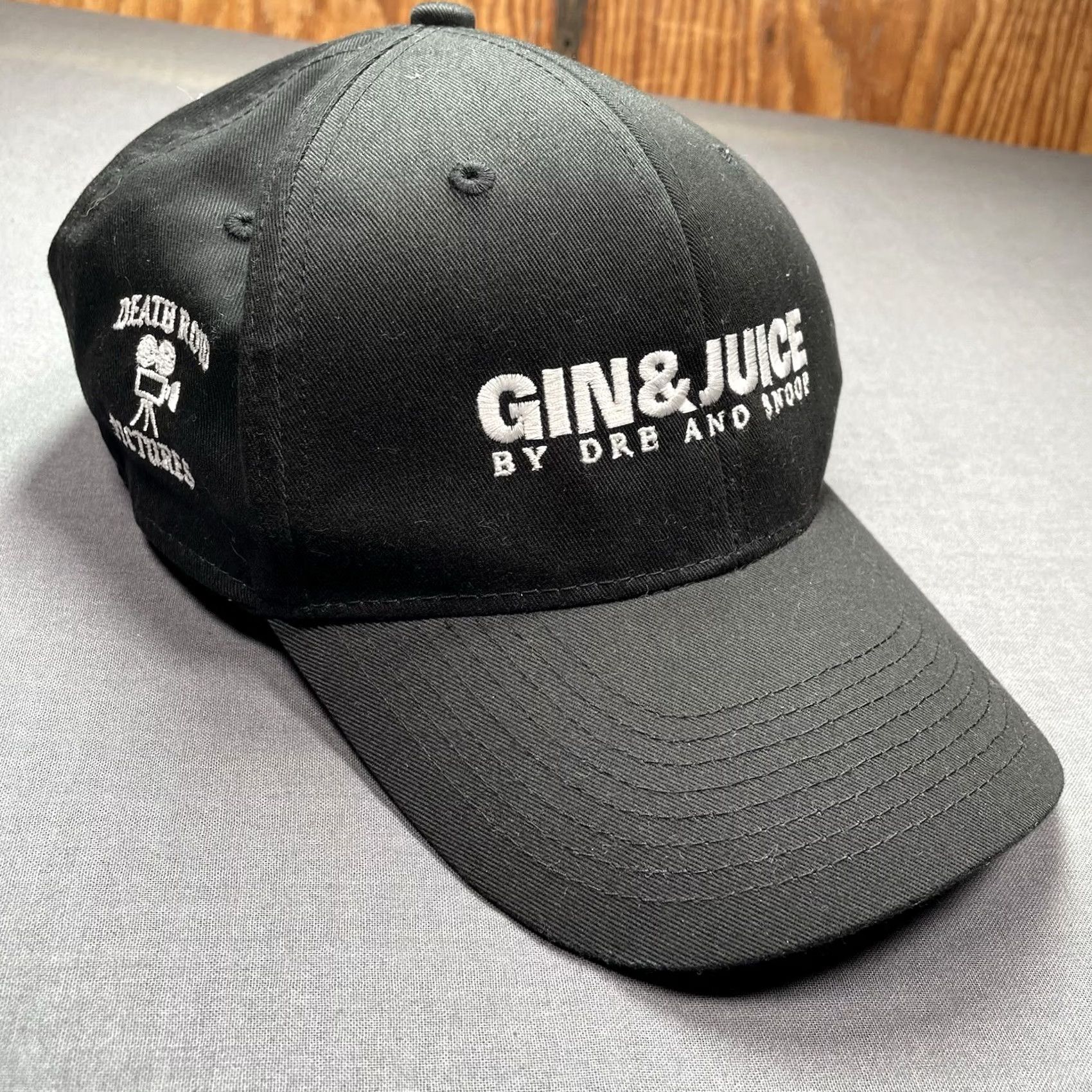 Vintage Gin & Juice Hat NWA Crew Hat Death Row Pictures Snoop Dog Dr Dre 90s Hip Hop Snapback Unisex Adults One Size Black Size ONE SIZE - 2 Thumbnail