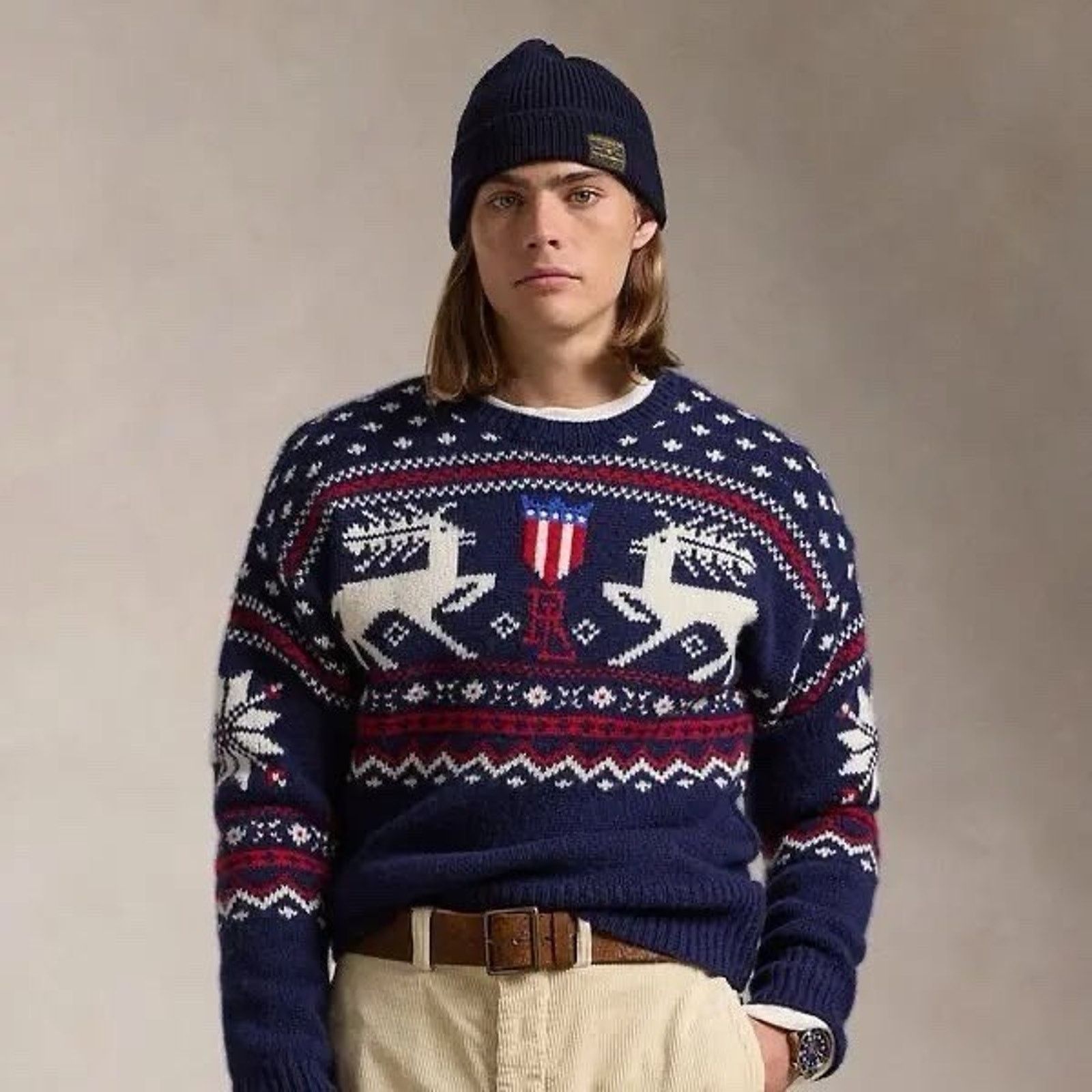 Ralph Lauren Purple Label NWT RALPH LAUREN Men Reindeer Patterned Wool Sweater large Size US L / EU 52-54 / 3 - 8 Thumbnail