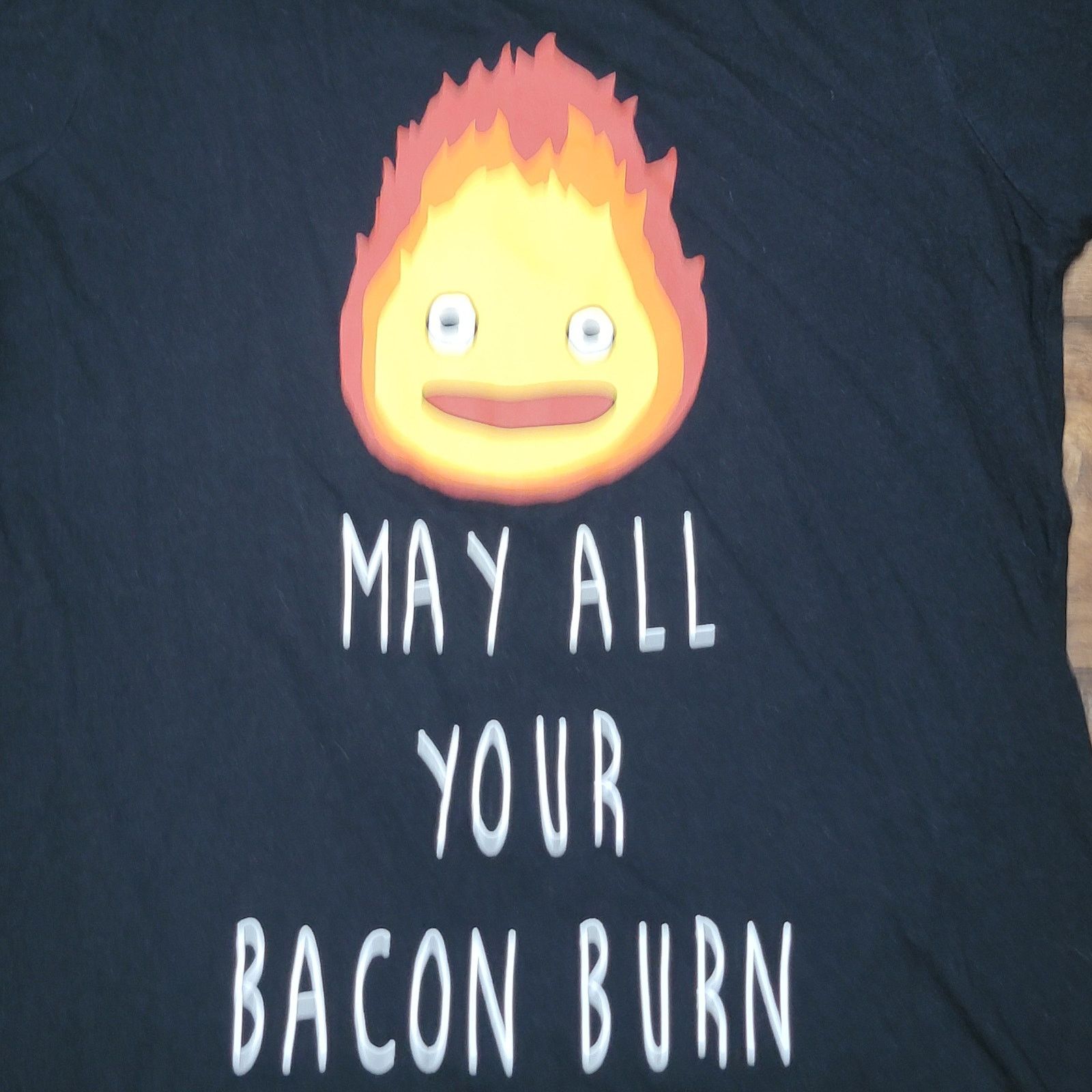 Other Howl's Castle Tee Calcifer "May All Your Bacon Burn" - Large Size L / US 10 / IT 46 - 2 Thumbnail